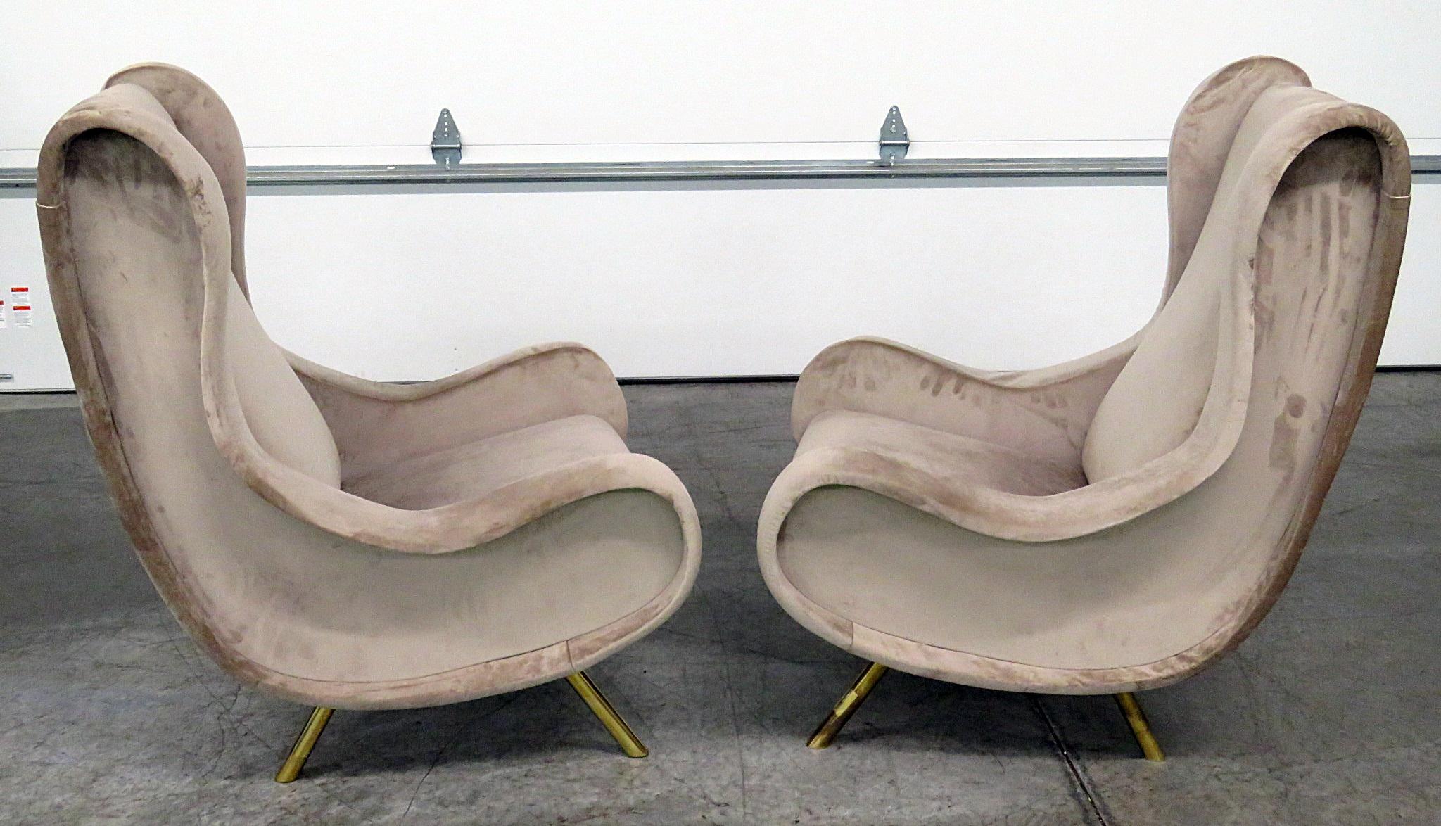 Pair of Marco Zanuso Style Modern Lounge Chairs 1