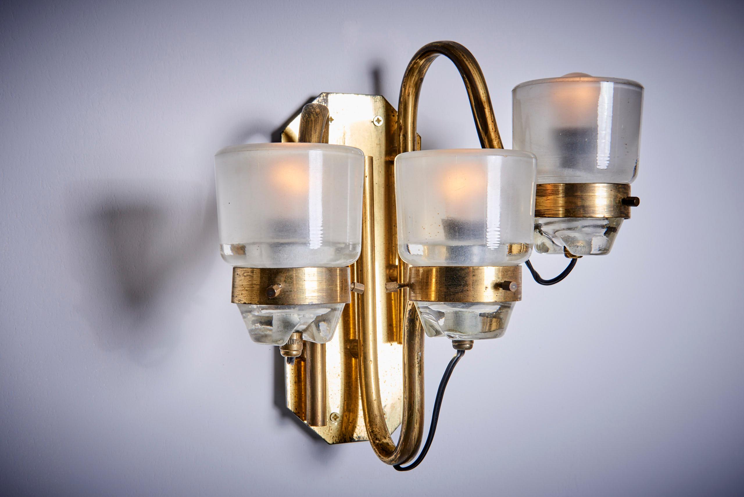Mid-Century Modern Pair of Marco Zanuso Wall Lamps or Sconces by O-Luce For Sale
