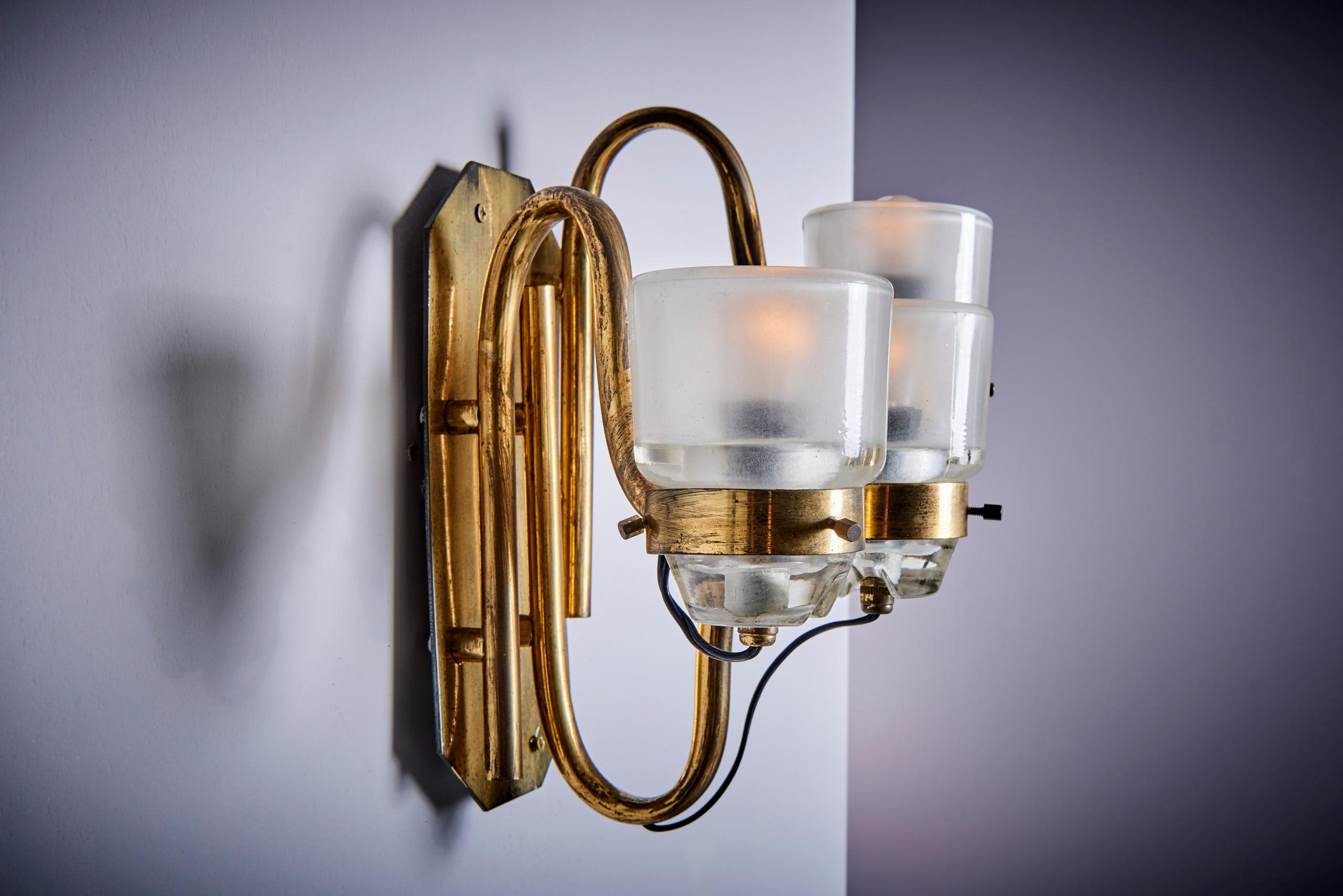 Mid-20th Century Pair of Marco Zanuso Wall Lamps or Sconces by O-Luce For Sale
