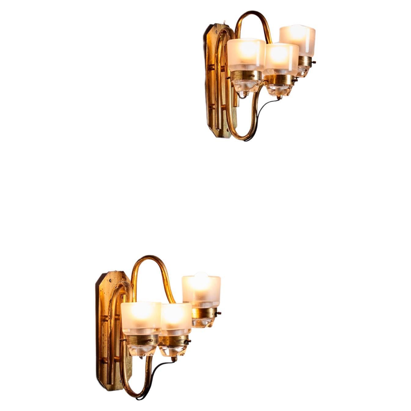 Pair of Marco Zanuso Wall Lamps or Sconces by O-Luce For Sale
