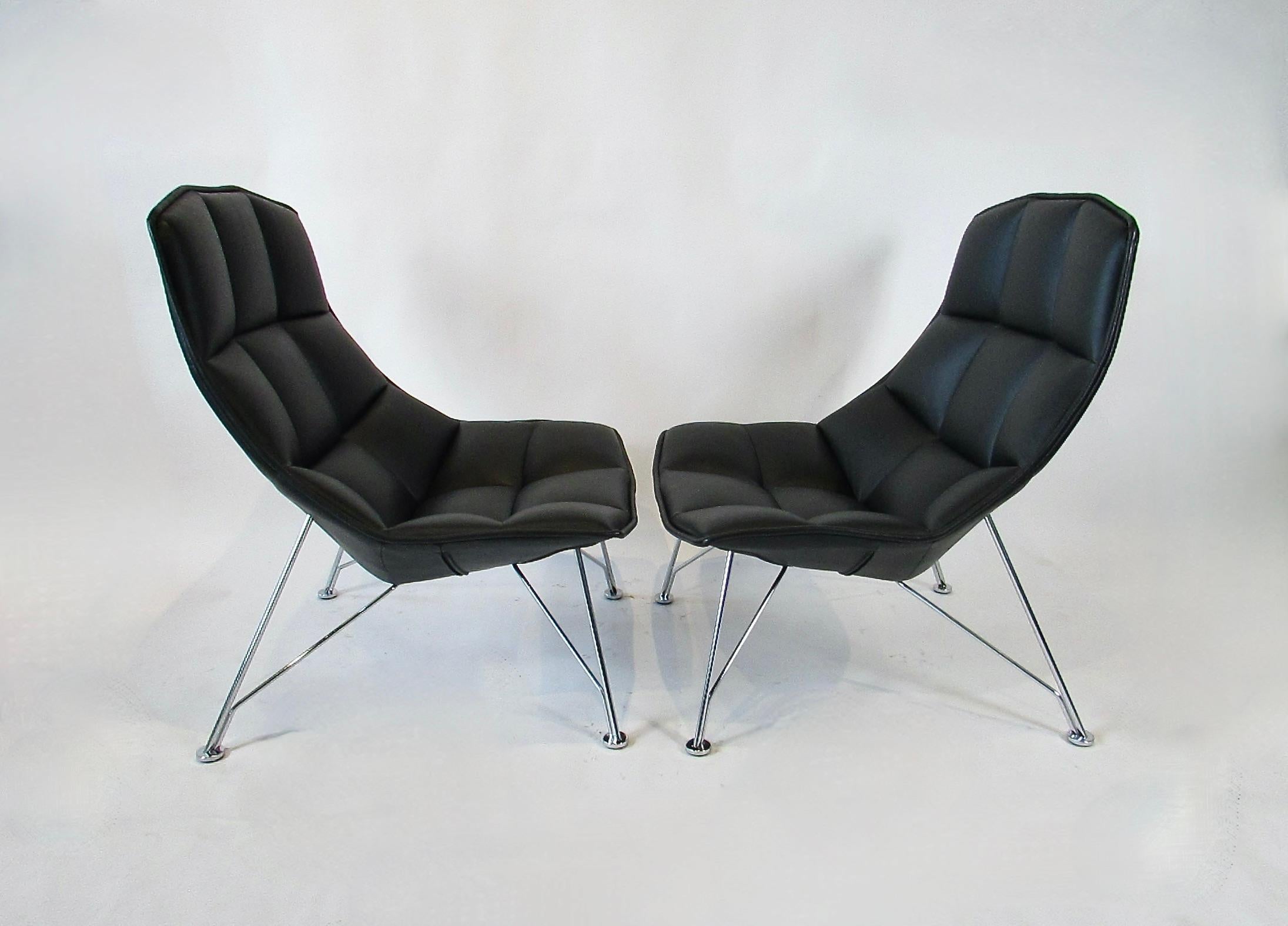 Paire de chaises longues en cuir noir Marcus Jehs & Jurgen Laub pour Knoll en vente 4