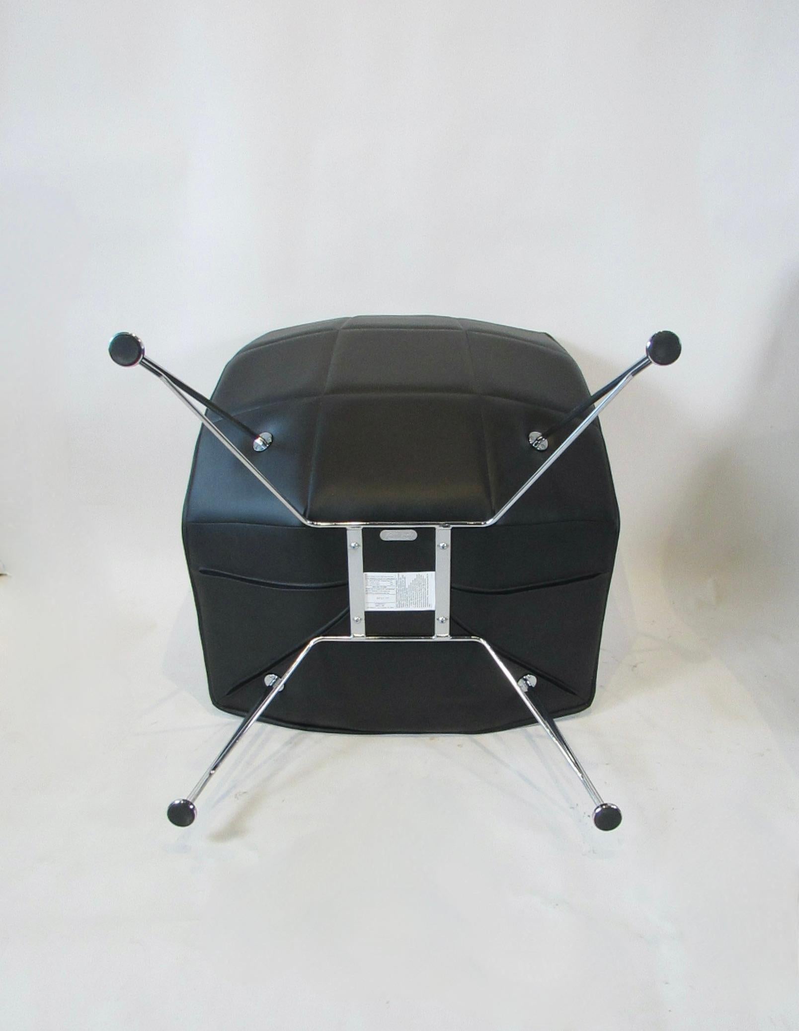 Acier Paire de chaises longues en cuir noir Marcus Jehs & Jurgen Laub pour Knoll en vente