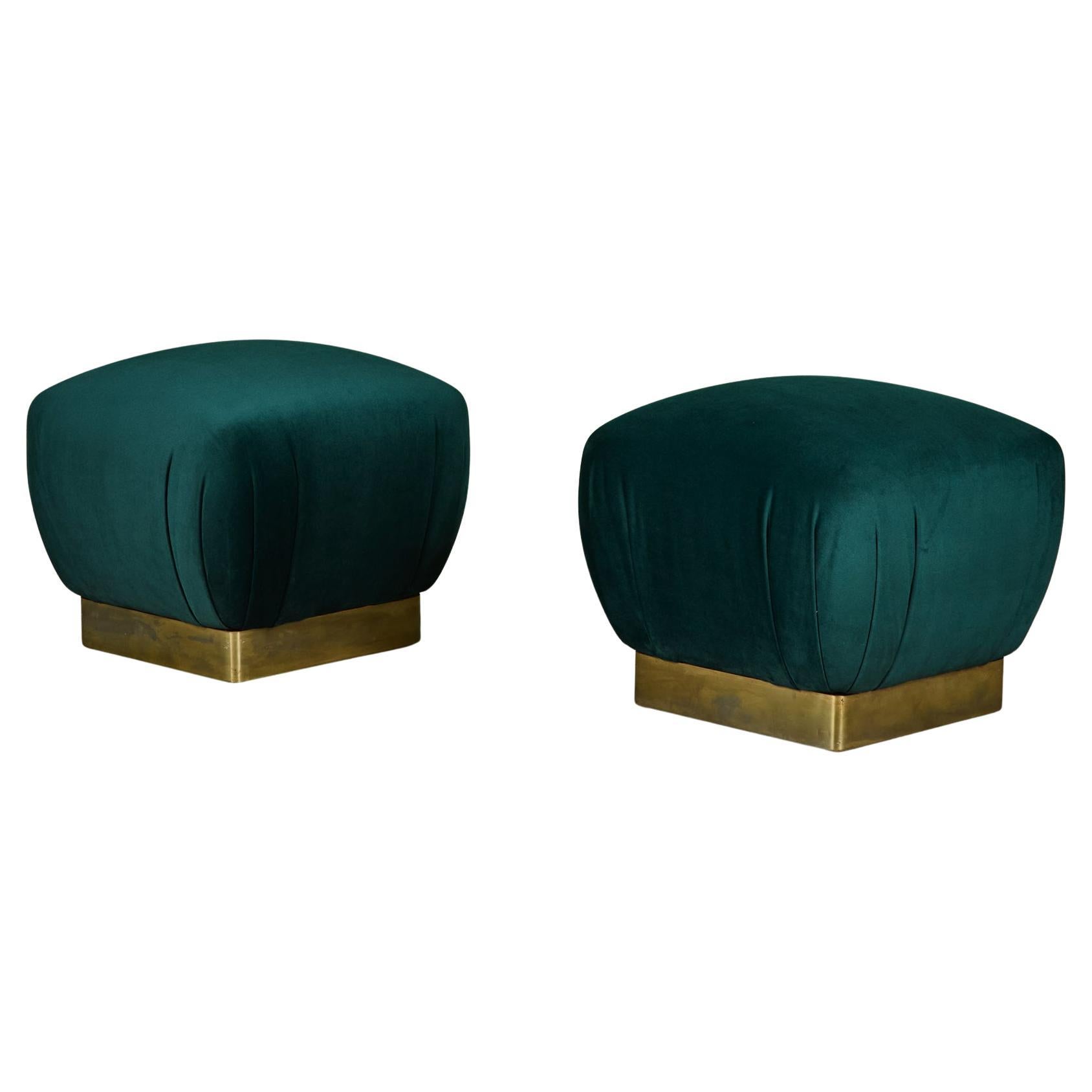 Coppia di pouf in velluto verde di Marge Carson