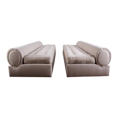 Pair of Marge Carson Slipper Sofas in Mohair