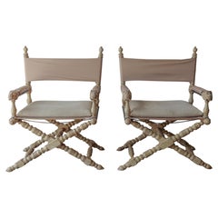 Paire de fauteuils de direction de campagne Marge Carson Tetes De Lion