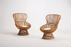 Pareja de sillones de mimbre Margherita de Franco Albini para Bonacina