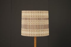 Pair of Maria Kipp Mid-Century Modern Natural & Gold Checker Weave Lampshades