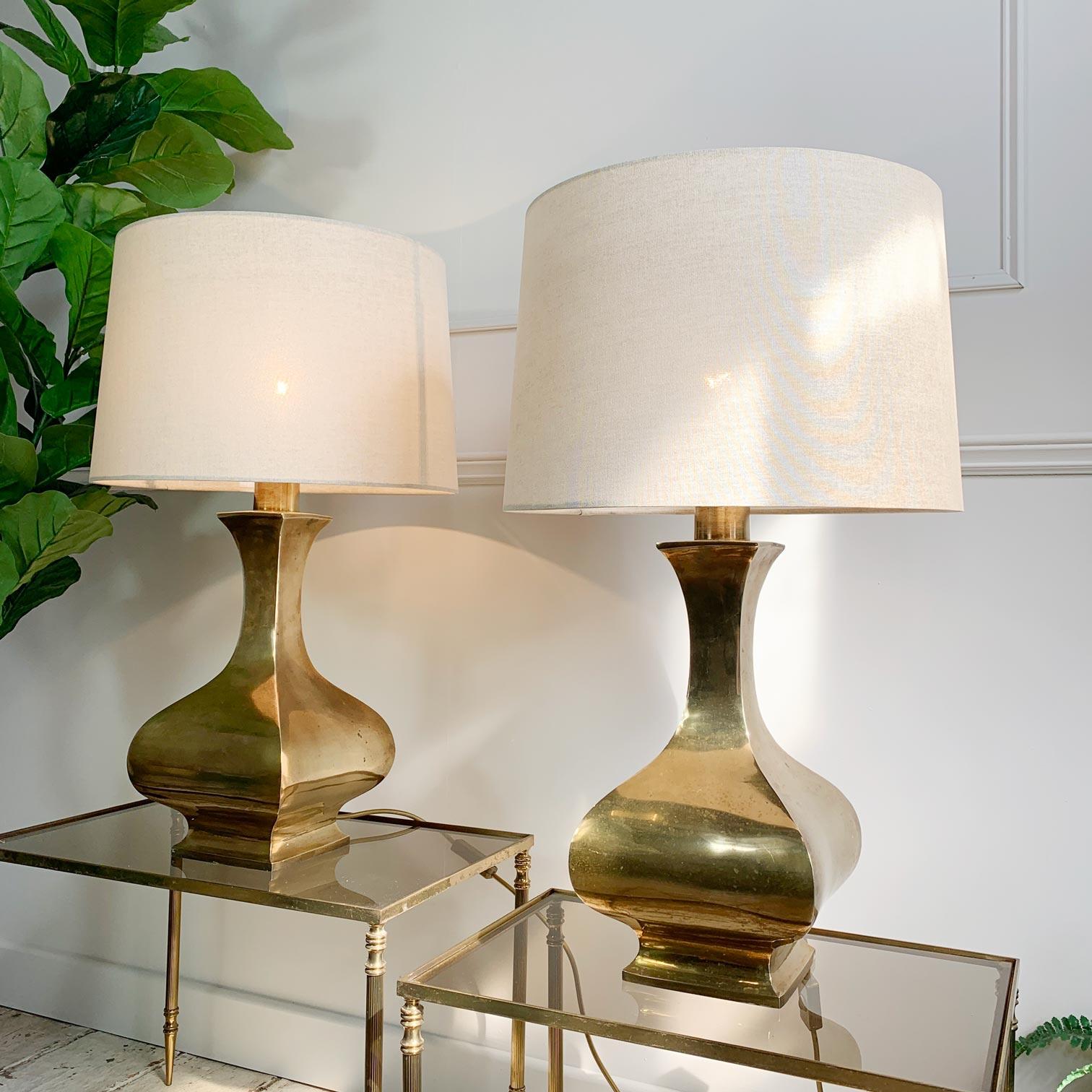 Pair of Gold Maria Pergay Brass Plated Table Lamps For Sale 2