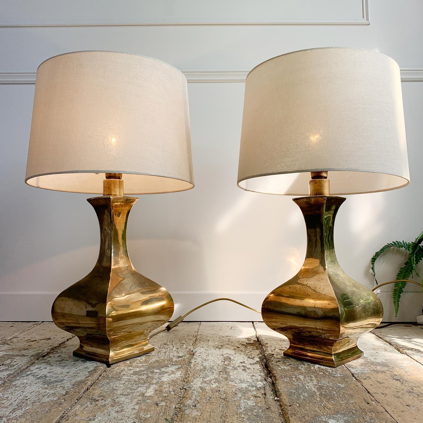 Modern Pair of Gold Maria Pergay Brass Plated Table Lamps For Sale
