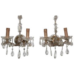 Pair of Maria Theresa Sconces 1950s Design Crystall
