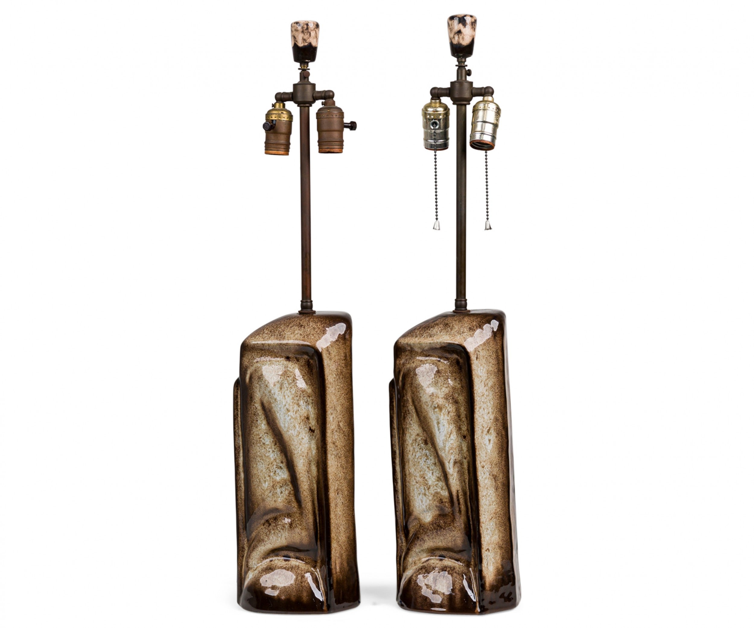 Pair of Marianna von Allesch for Carola German Ceramic Abstract Table Lamps For Sale