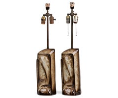 Pair of Marianna von Allesch for Carola German Ceramic Abstract Table Lamps