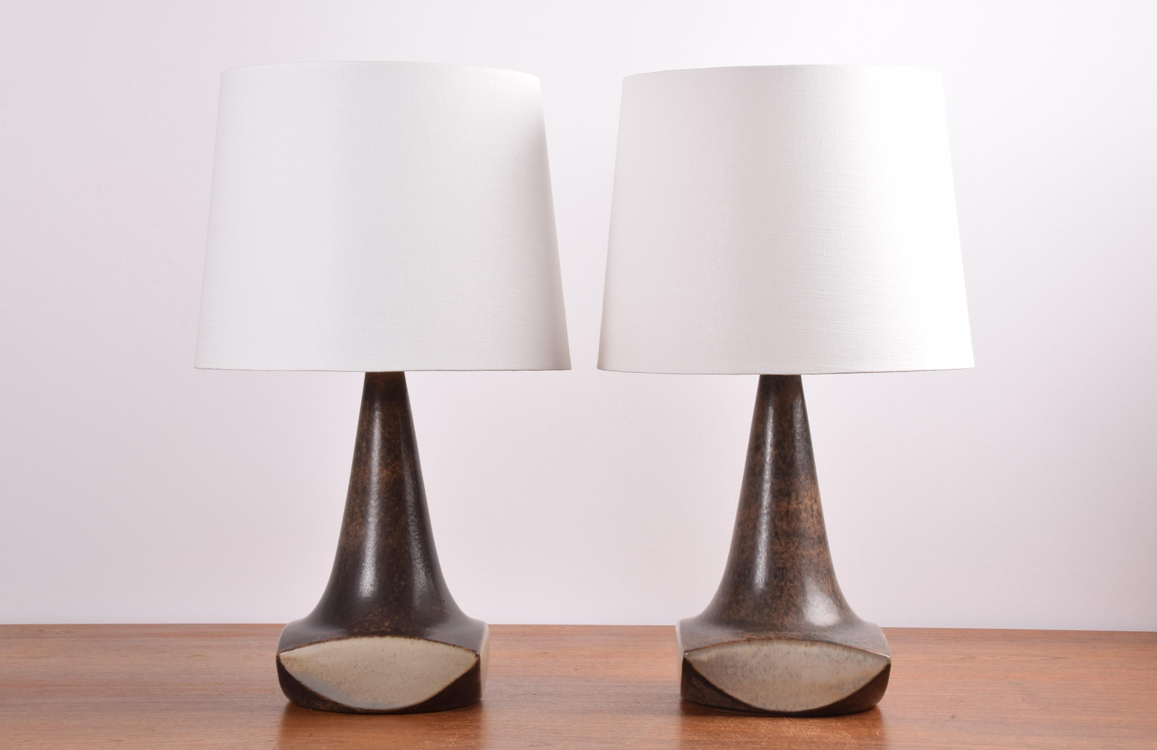 Mid-Century Modern Pair of Marianne Starck for Michael Andersen Sculptural Table Lamps Brown, 1960s
