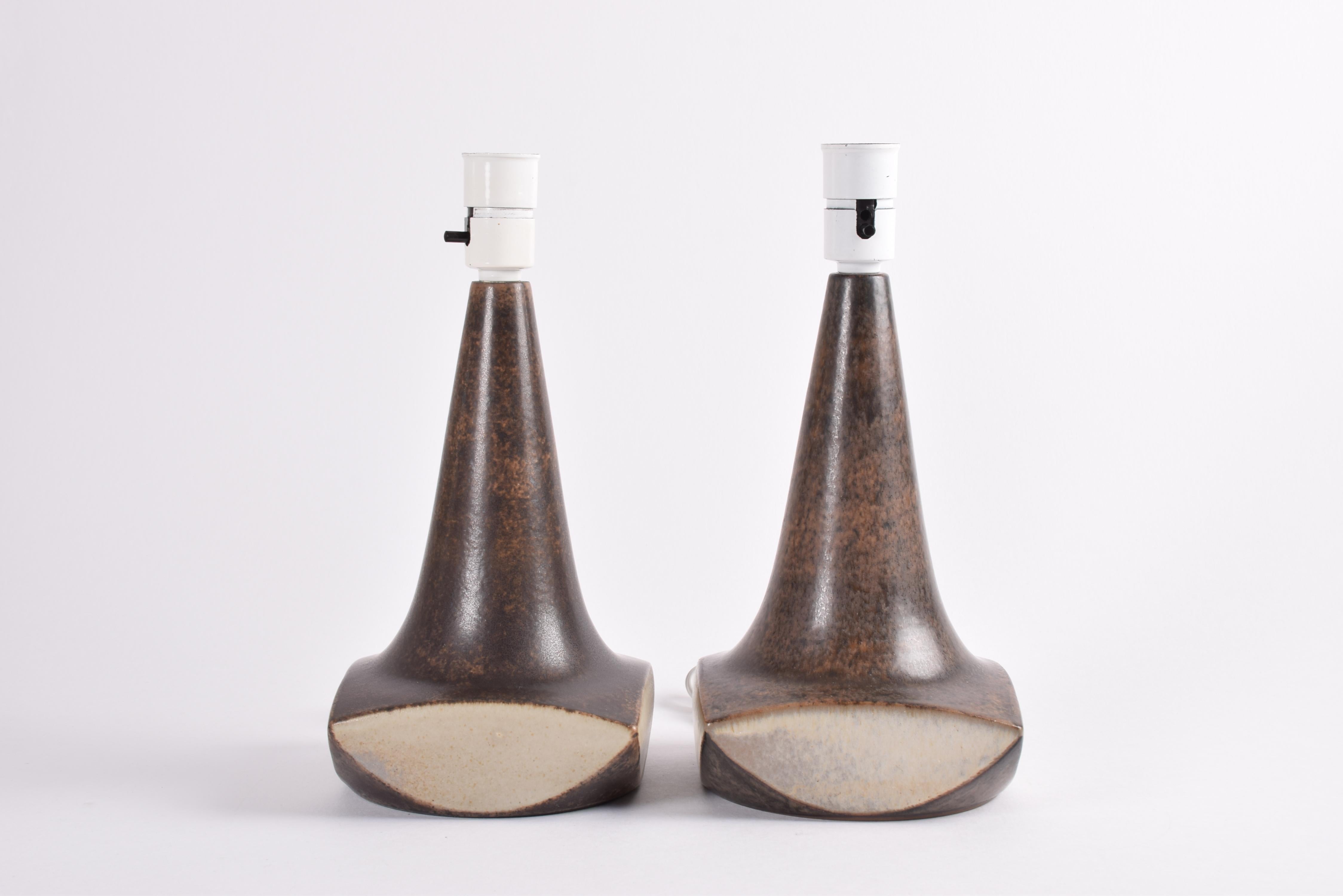 Mid-20th Century Pair of Marianne Starck for Michael Andersen Sculptural Table Lamps Brown, 1960s