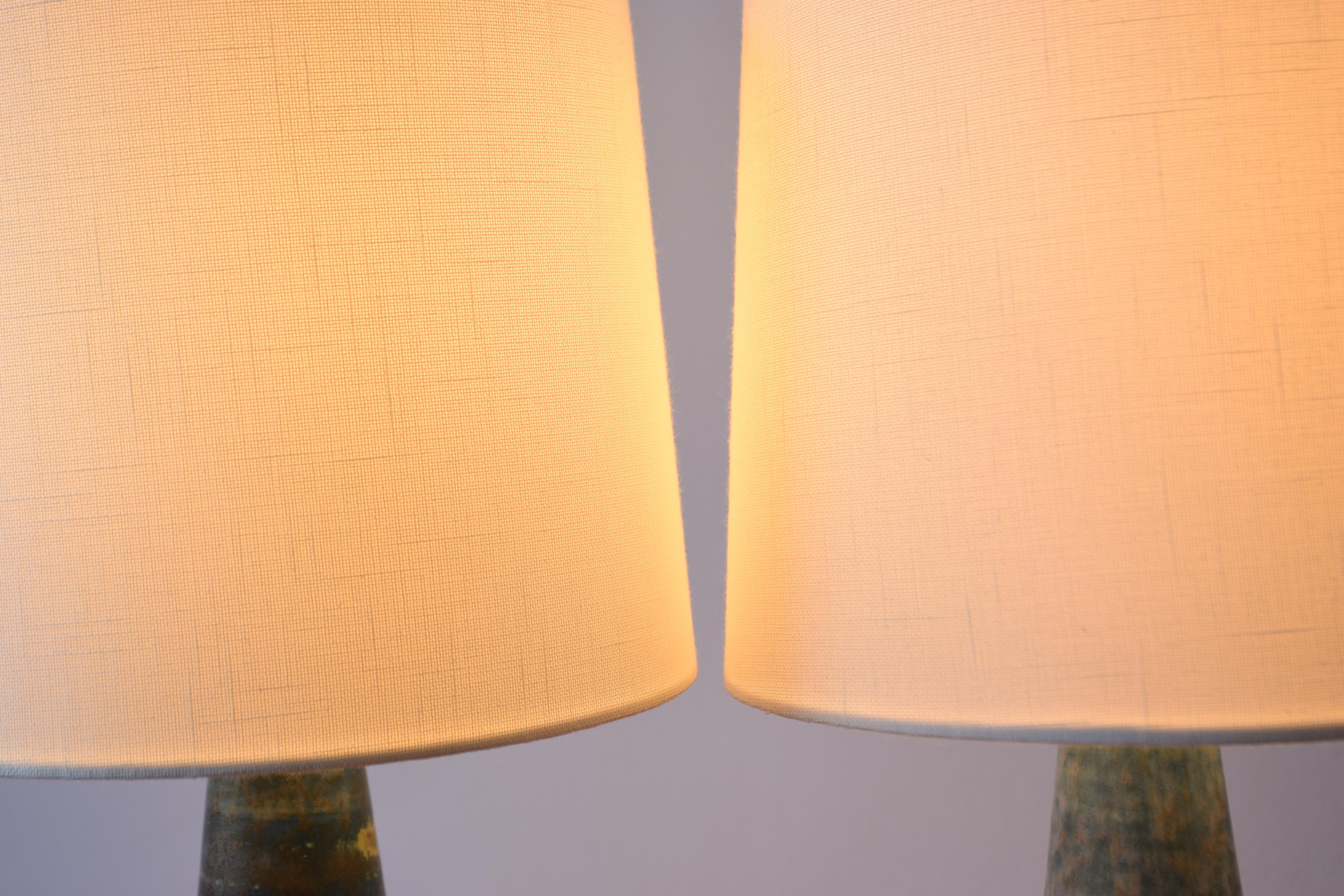 Pair of Marianne Starck for Michael Andersen Table Lamps Blue Gray, Danish 1960s For Sale 3