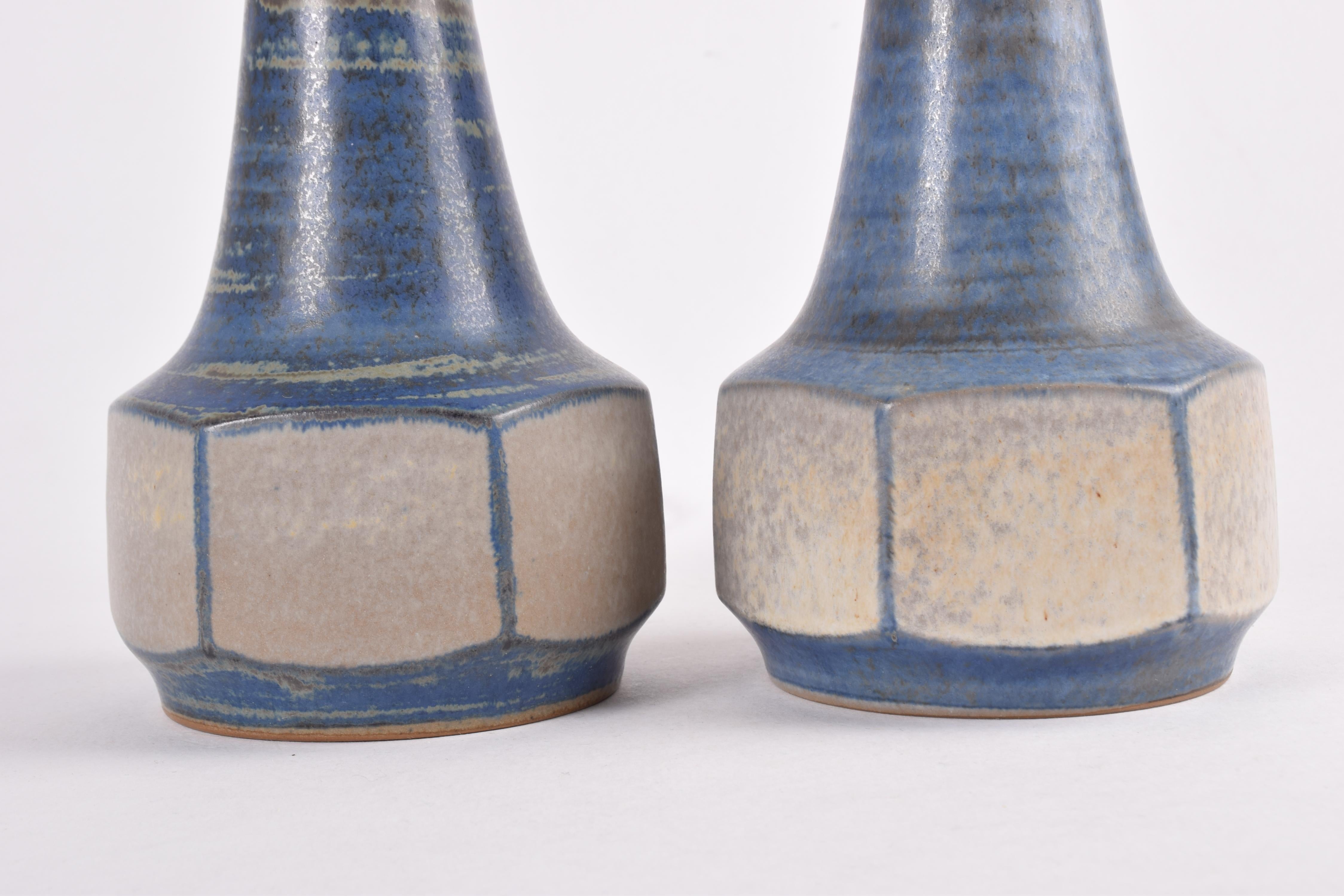 Mid-20th Century Pair of Marianne Starck for Michael Andersen Table Lamps Blue Gray, Danish 1960s For Sale