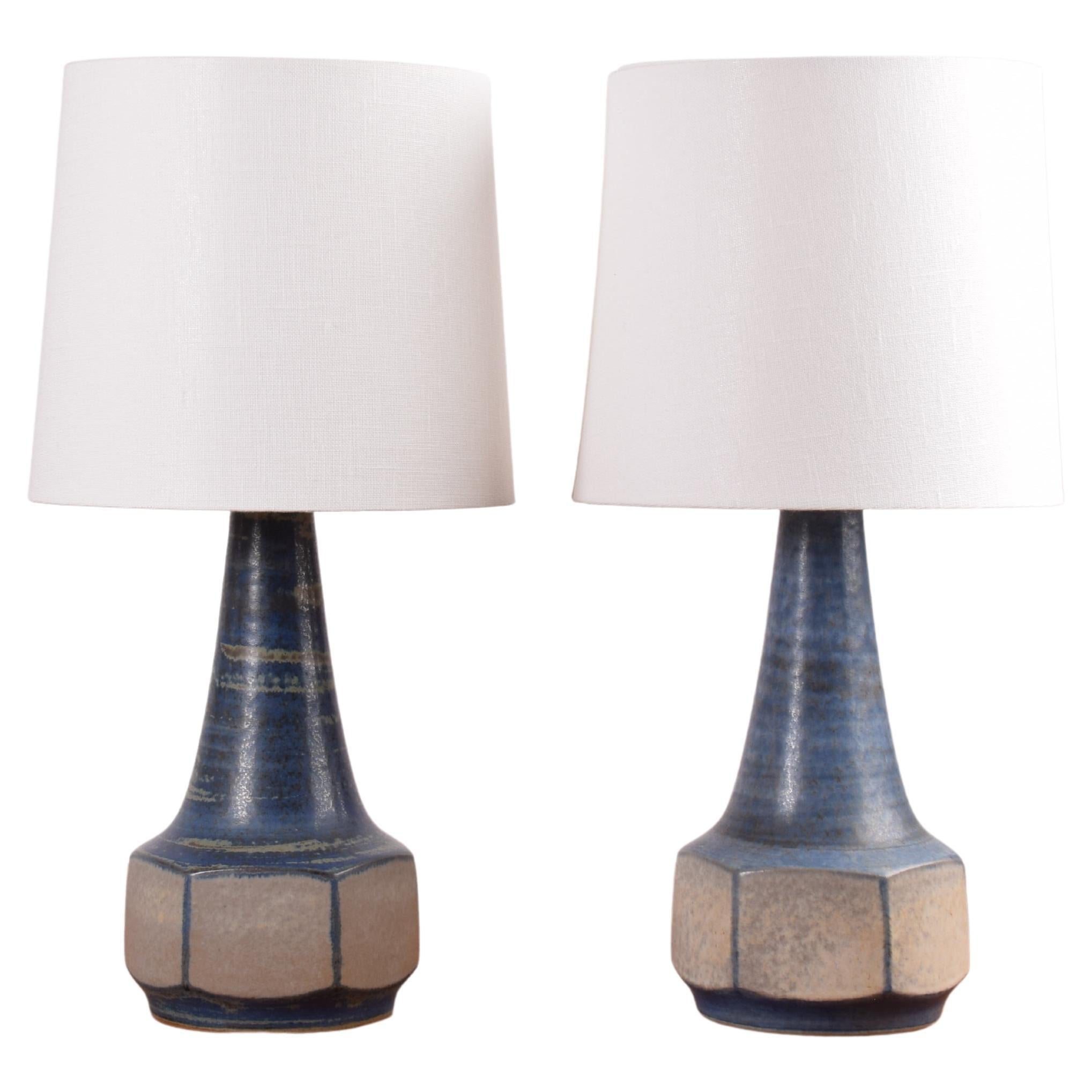 Pair of Marianne Starck for Michael Andersen Table Lamps Blue Gray, Danish 1960s For Sale