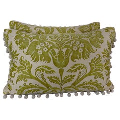 Pair of Mariano Fortuny Pillows - with Designer Pom-Pom Trim