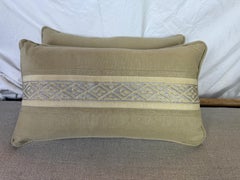 Pair of Mariano Fortuny Pillows, Linen and Cotton, Rococo Style, Italy