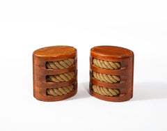 Pair of Marine Pulley Stools with Rope, France, 1960s