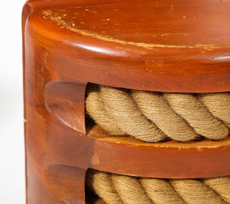 Pair of Marine Pulley Stools with Rope, France, 1960s at 1stDibs