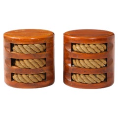 Vintage Pair of Marine Pulley Stools with Rope, France, 1960s