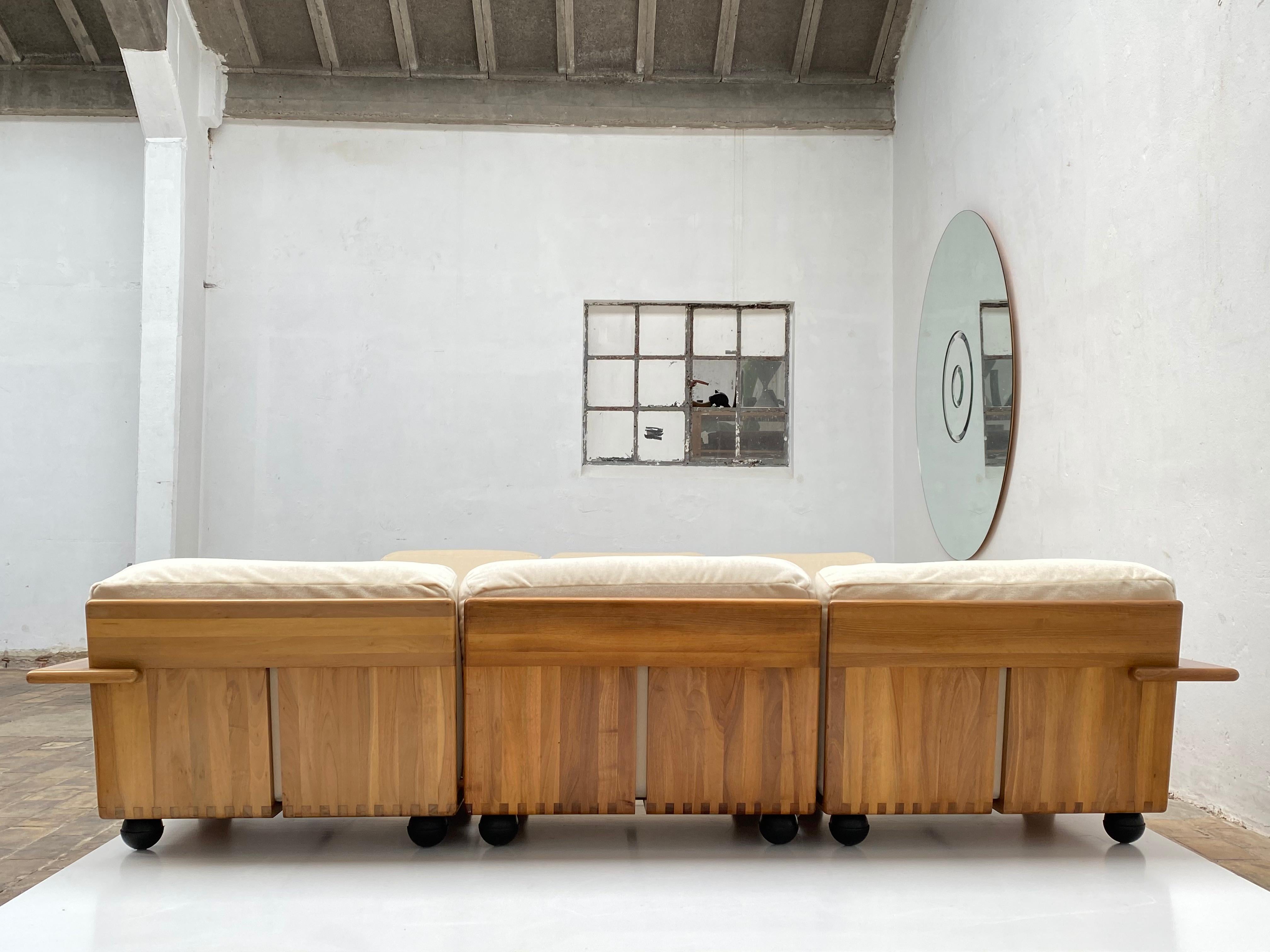 Pair of Mario Bellini 3 Seat 'Pianura' Sofas & Table, Mohair & Solid Walnut 1971 3