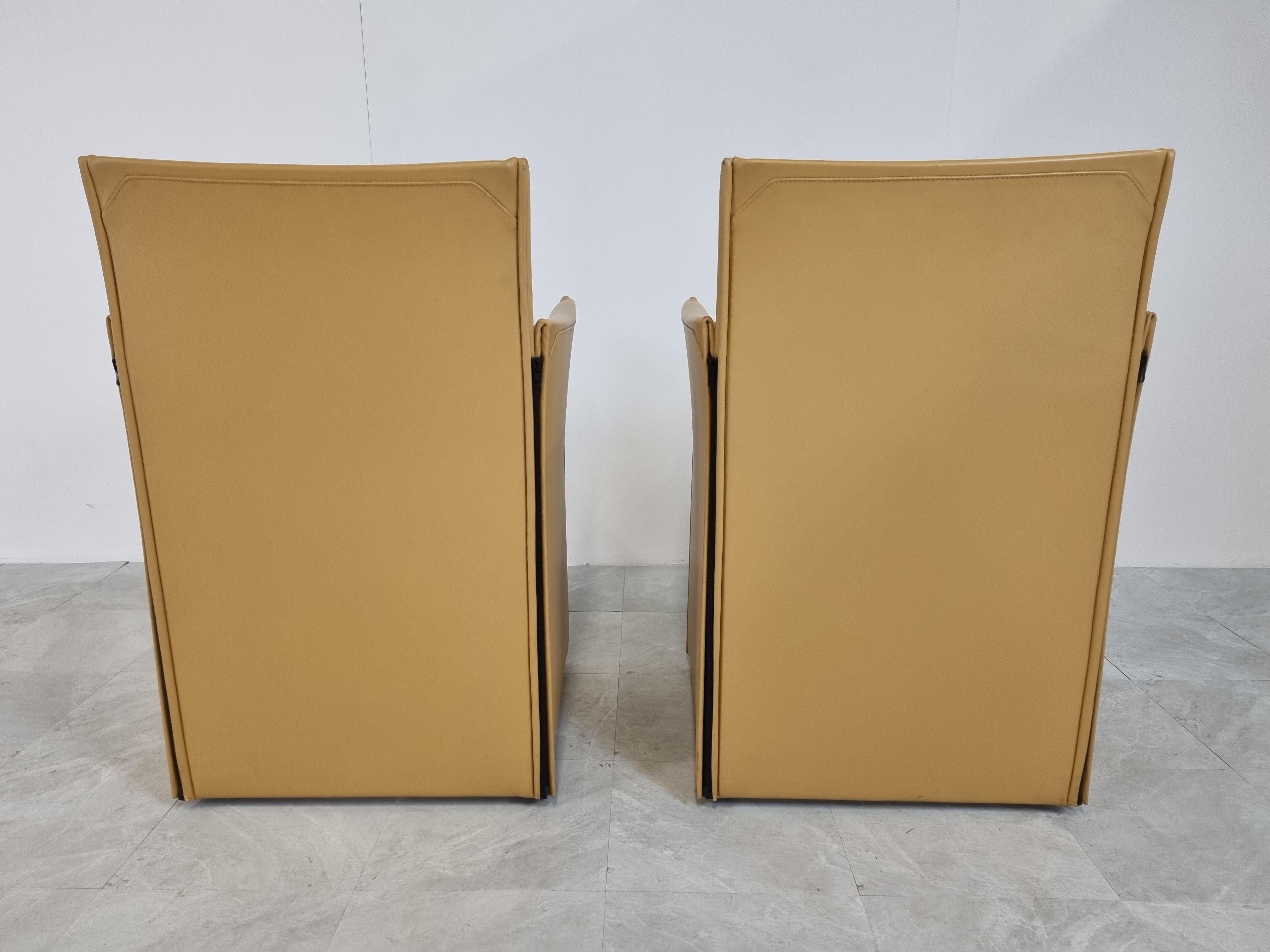 Leather Pair of Mario Bellini 401 Break Chairs for Cassina, 1990s