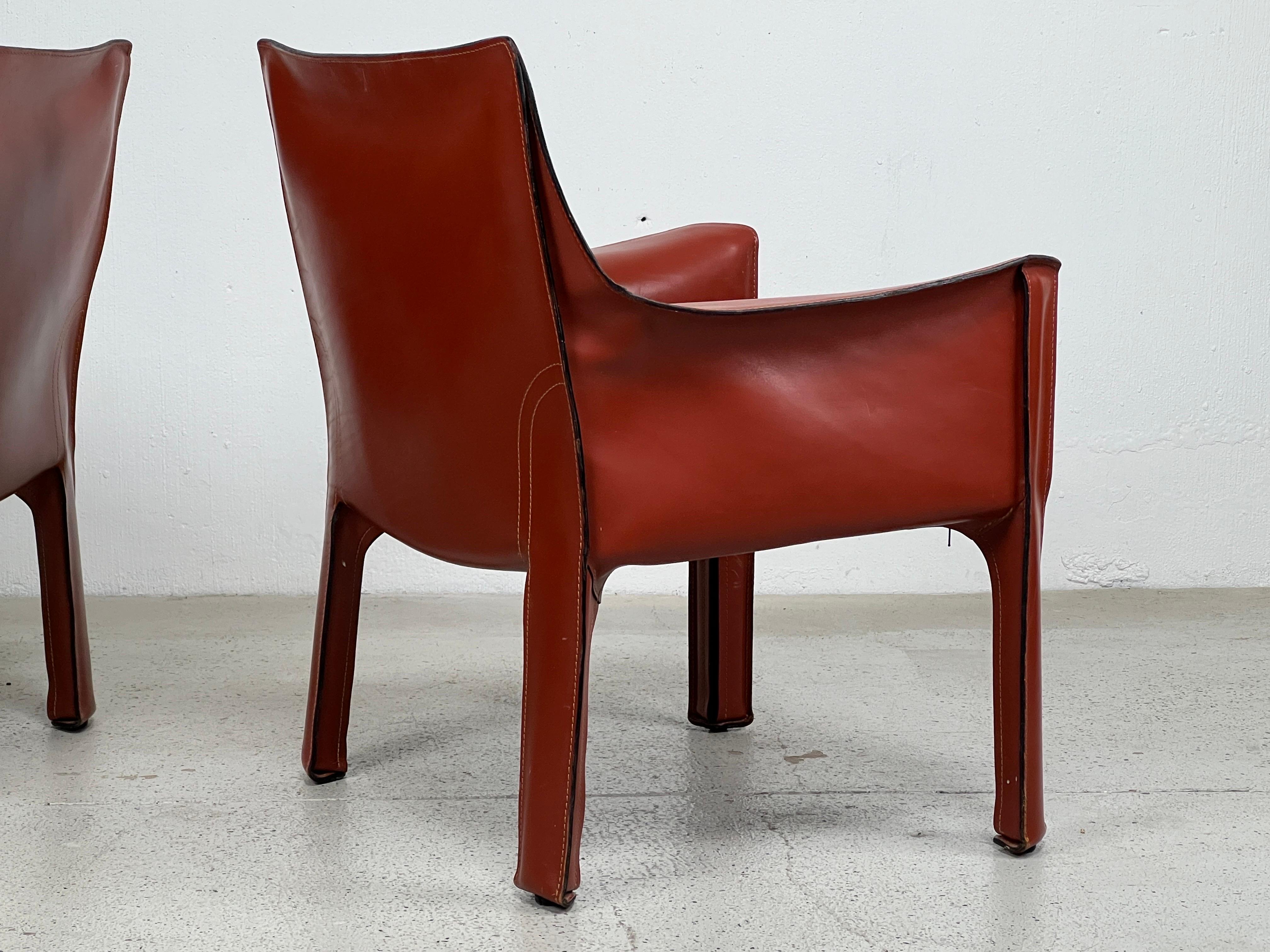 Pair of Mario Bellini 414 Cab Lounge Chairs for Cassina For Sale 5