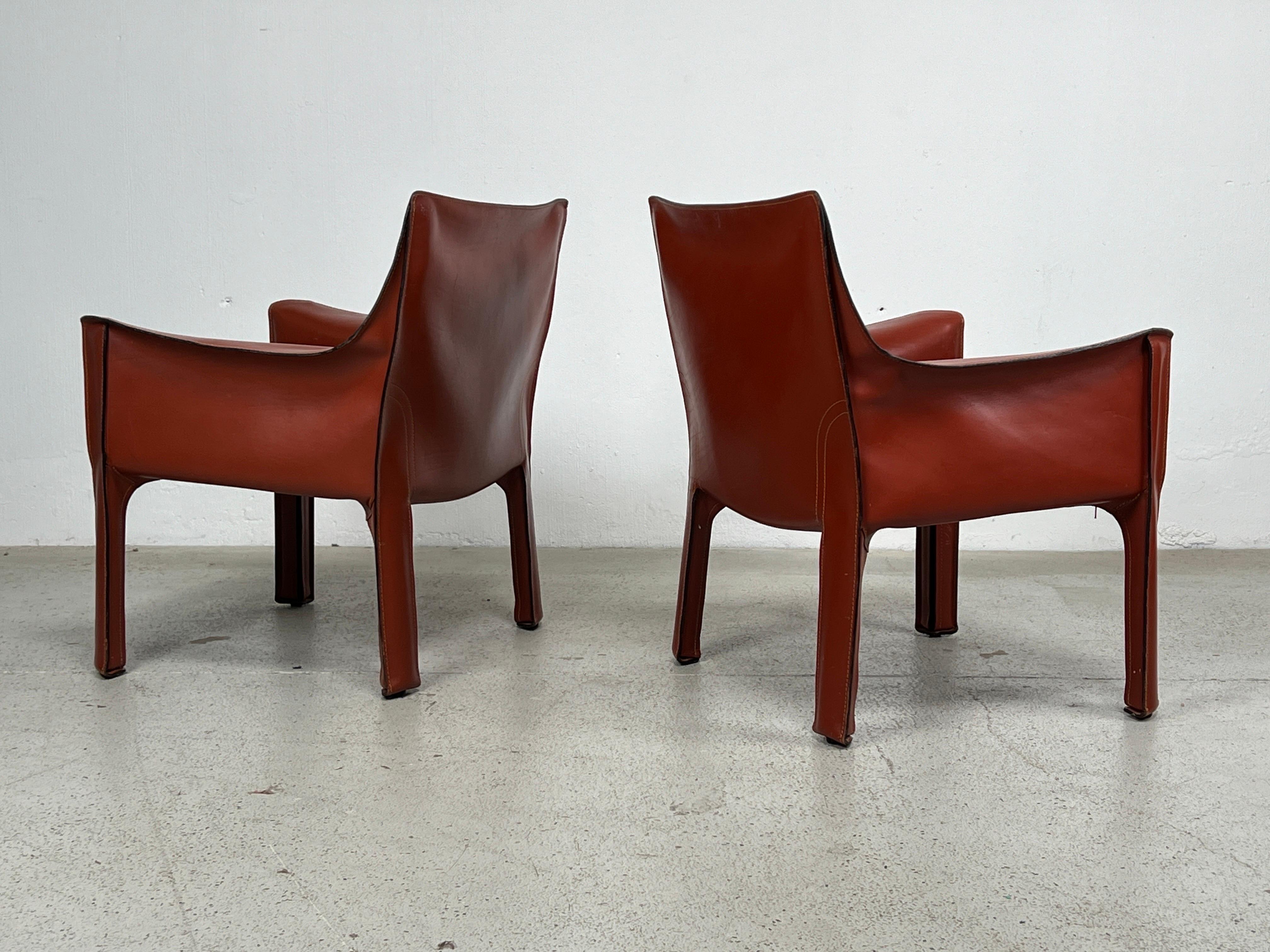 Pair of Mario Bellini 414 Cab Lounge Chairs for Cassina For Sale 6