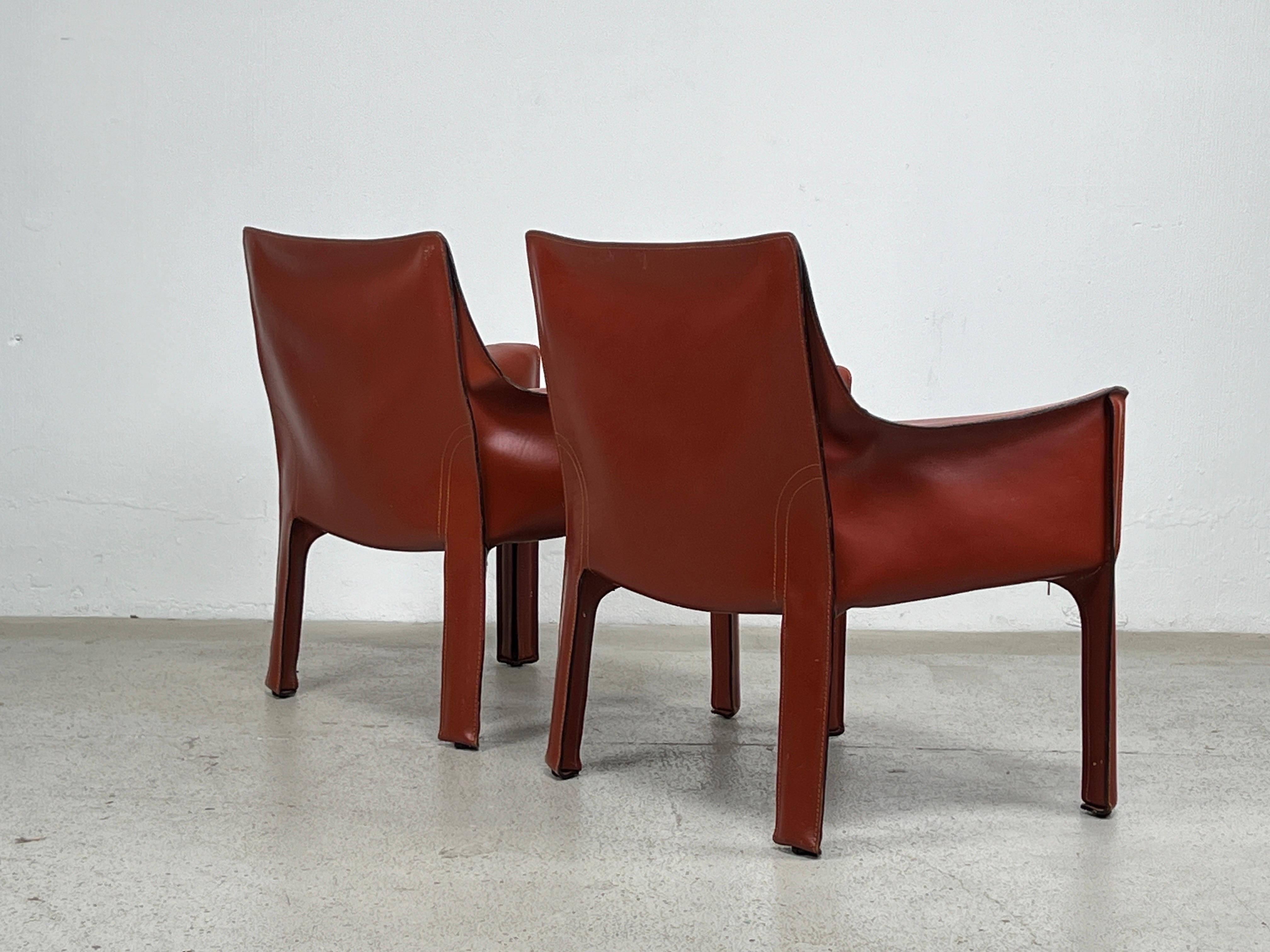 Pair of Mario Bellini 414 Cab Lounge Chairs for Cassina For Sale 7