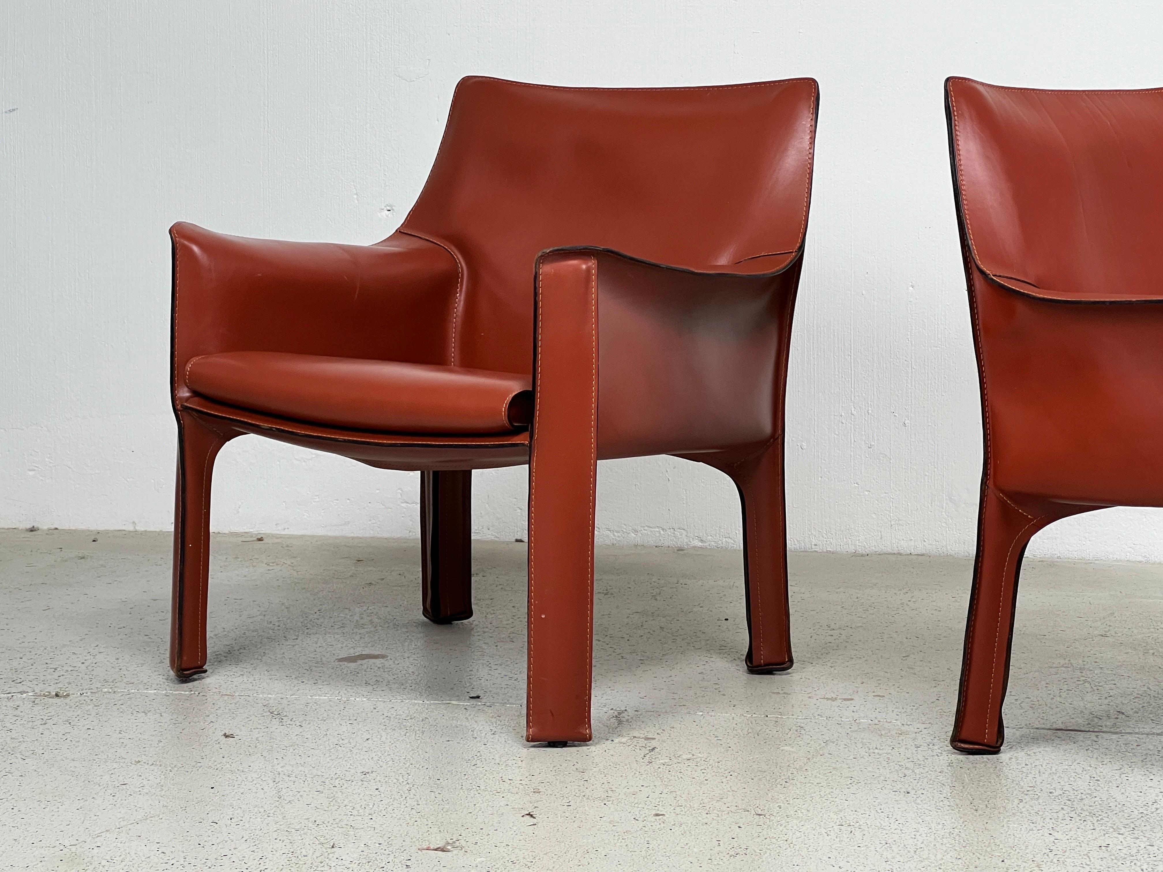 Late 20th Century Pair of Mario Bellini 414 Cab Lounge Chairs for Cassina For Sale