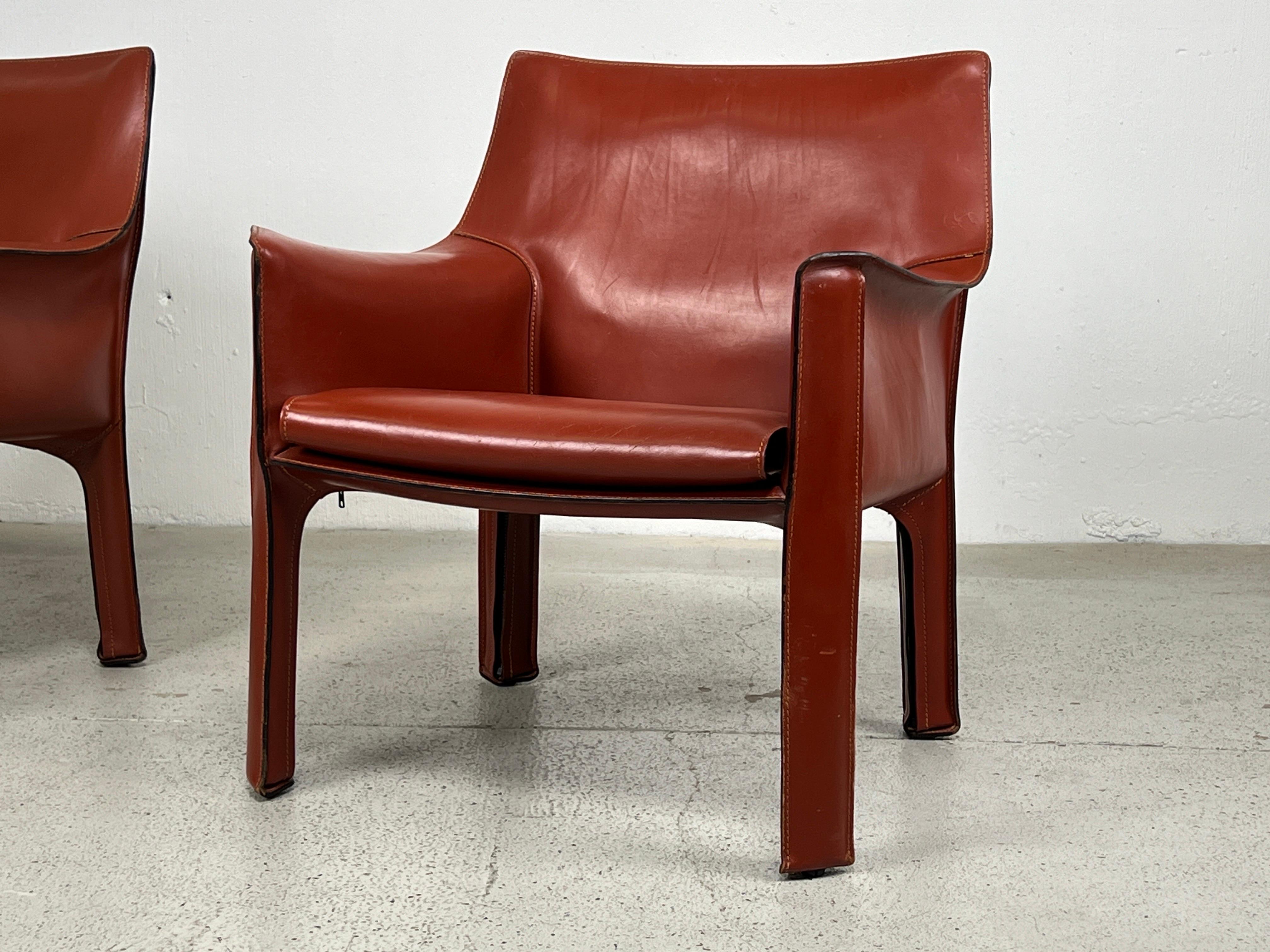 Pair of Mario Bellini 414 Cab Lounge Chairs for Cassina For Sale 2