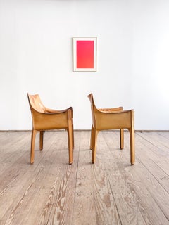 Coppia di poltrone in pelle Mario Bellini Cab 413 per Cassina, Italia, anni '70