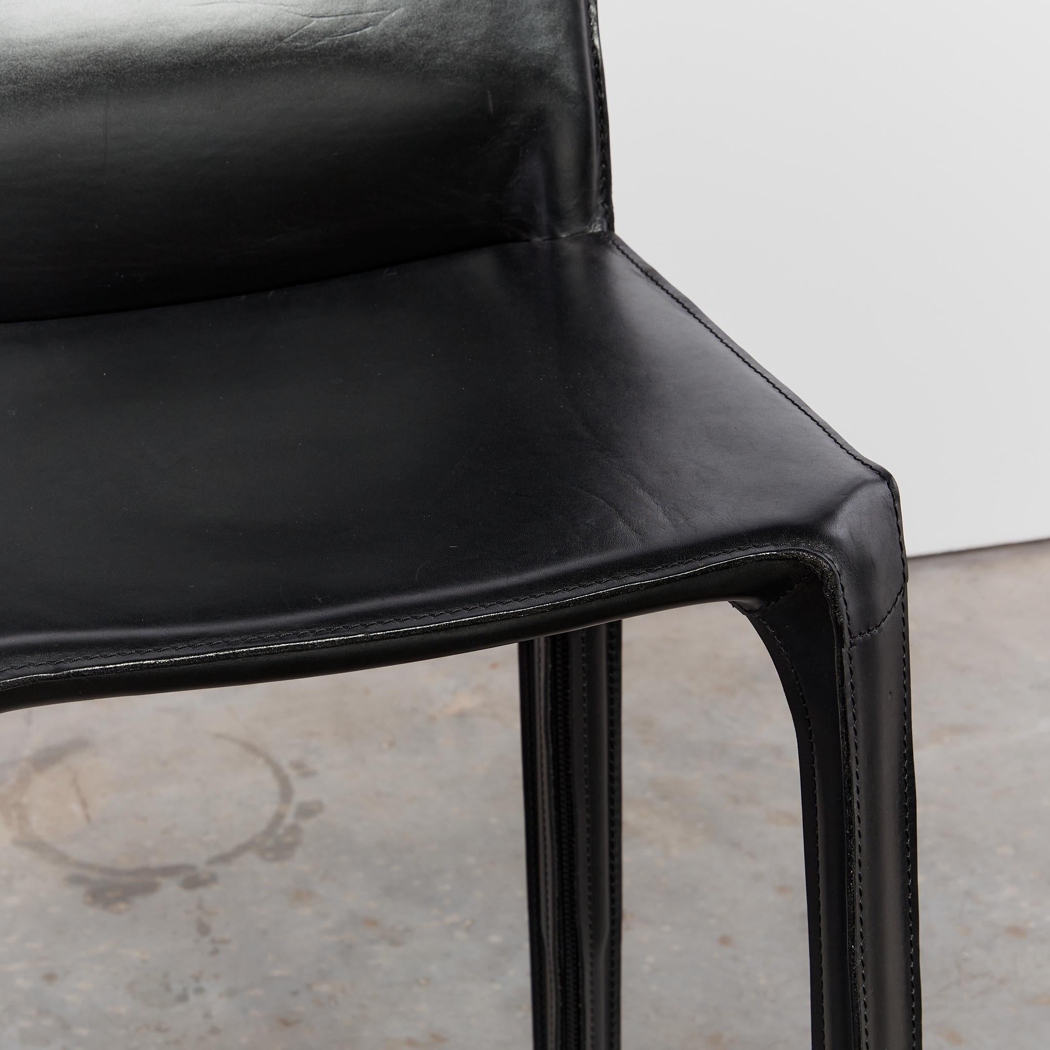 Pair of Mario Bellini CAB Bar Stools for Cassina in Black Leather 2