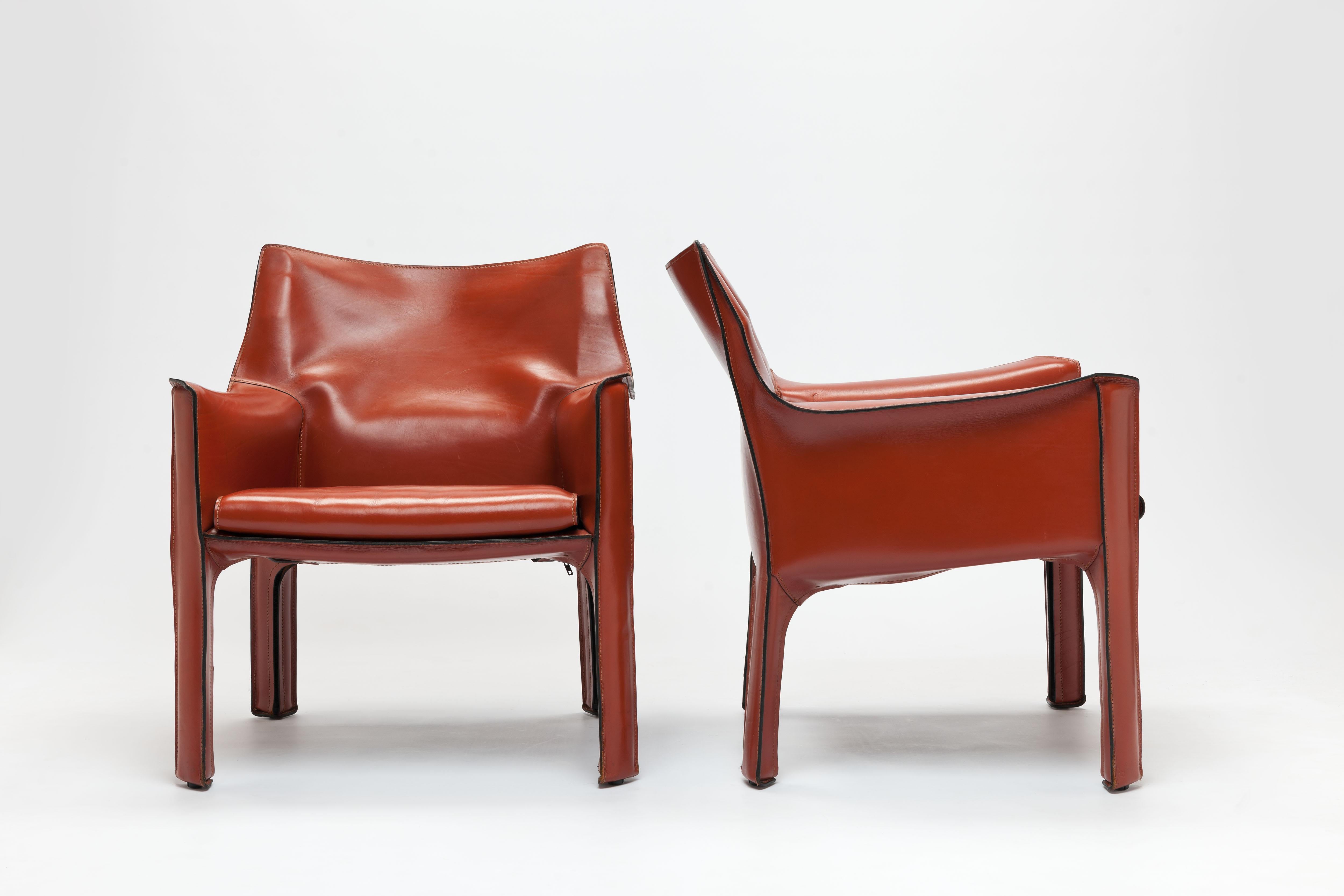 Modern Pair of Mario Bellini CAB Lounge Chairs by Cassina, 1980s