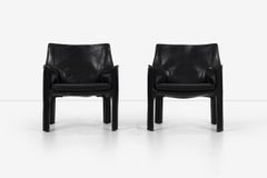 Pair of Mario Bellini "Cab" Lounge Chairs for Cassina in Nero Leather