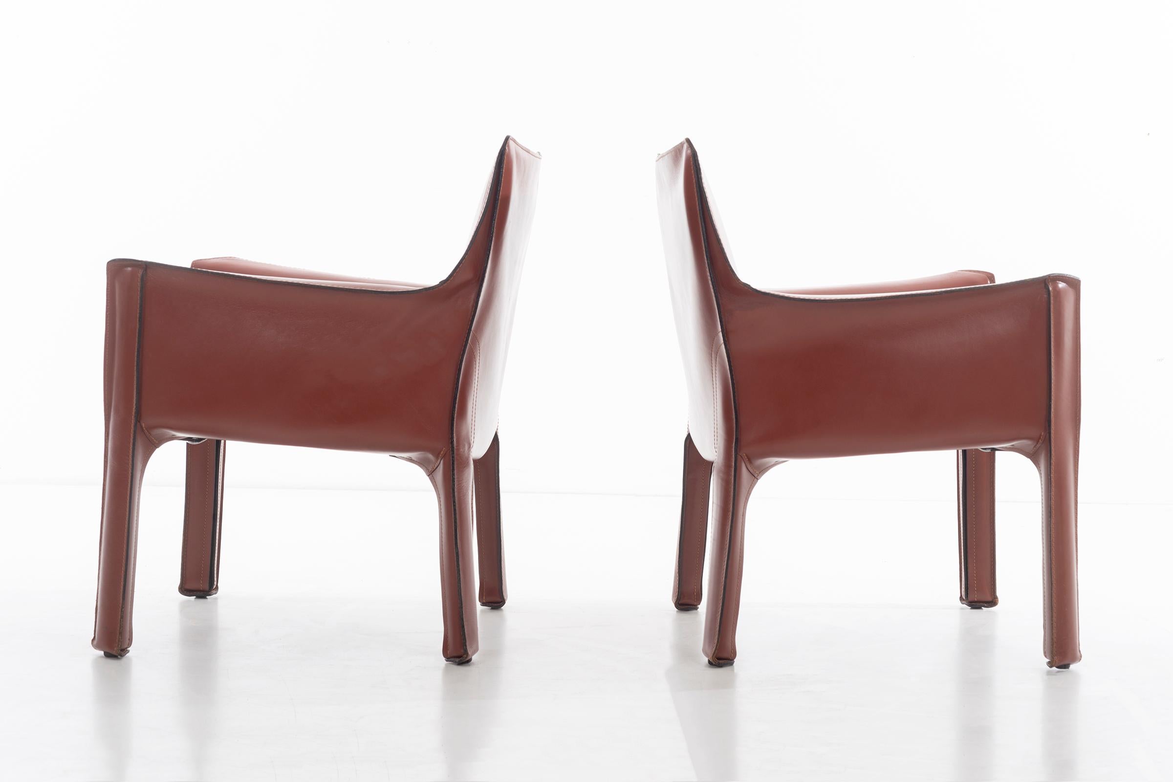 Mid-Century Modern Pair of Mario Bellini Cab Lounge Chairs