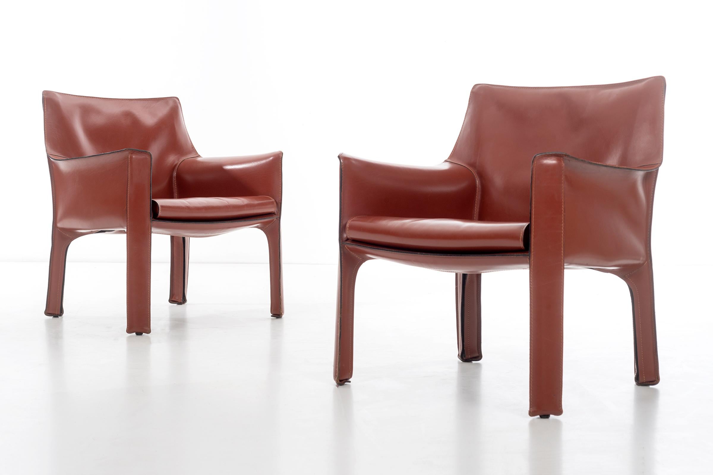 Italian Pair of Mario Bellini Cab Lounge Chairs