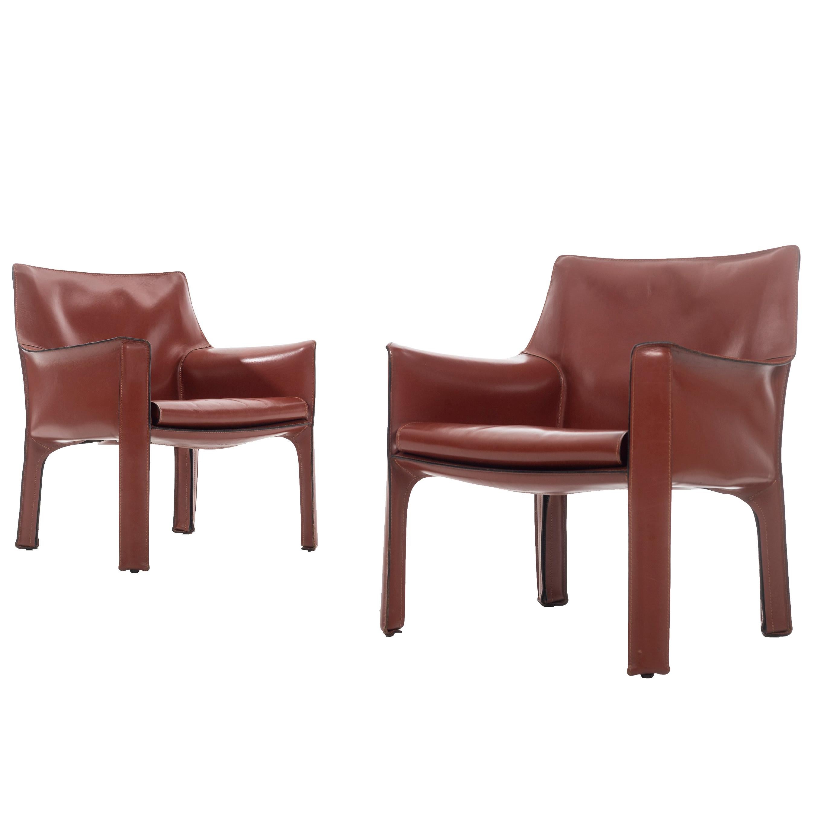 Pair of Mario Bellini Cab Lounge Chairs