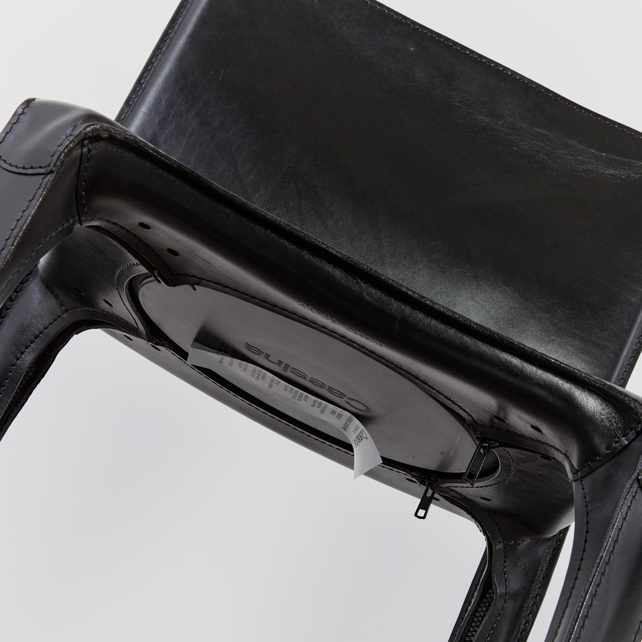 Pair of Mario Bellini CAB Stools for Cassina in Black Leather 5