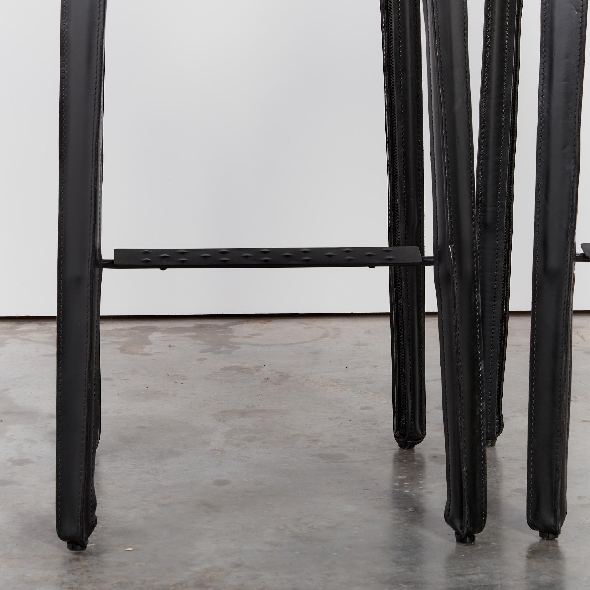Pair of Mario Bellini CAB Stools for Cassina in Black Leather 6