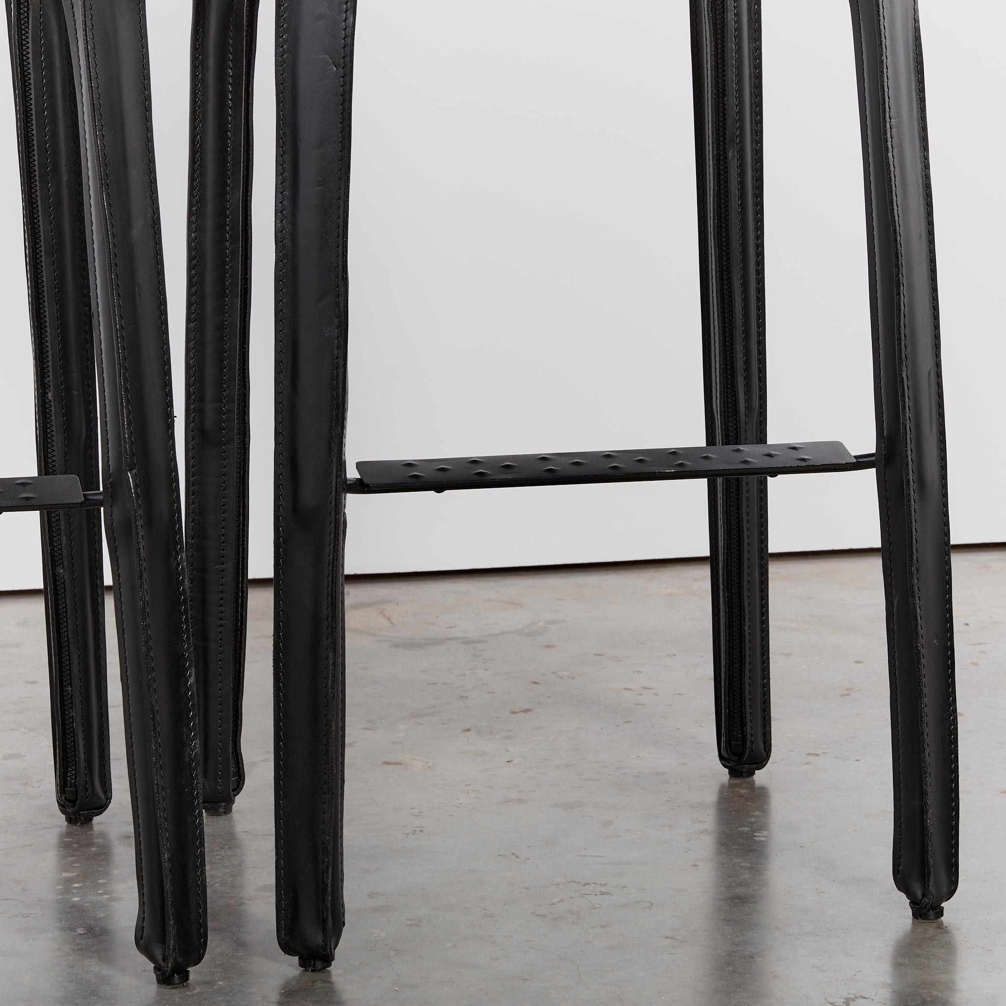 Pair of Mario Bellini CAB Stools for Cassina in Black Leather 7
