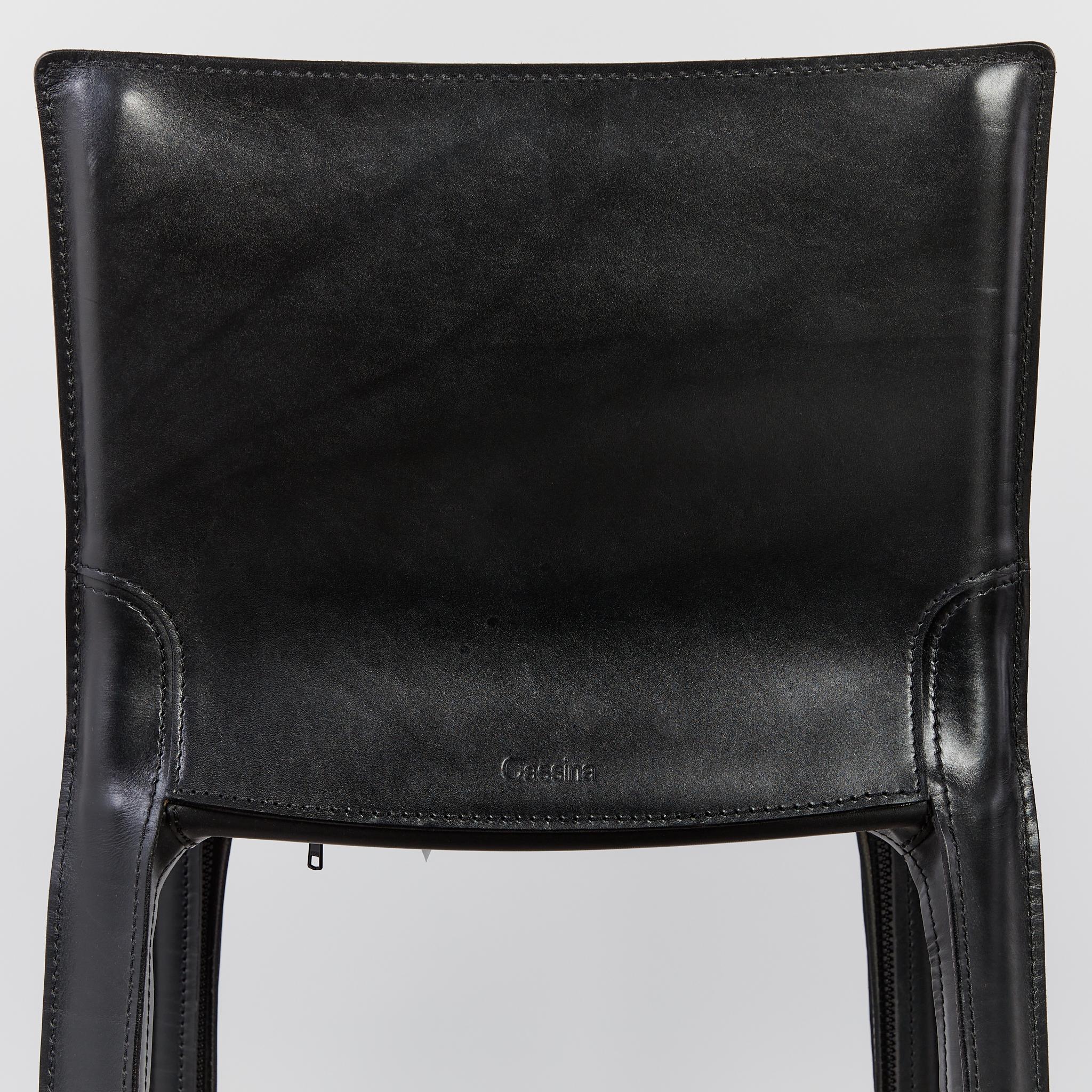 Pair of Mario Bellini CAB Stools for Cassina in Black Leather 8