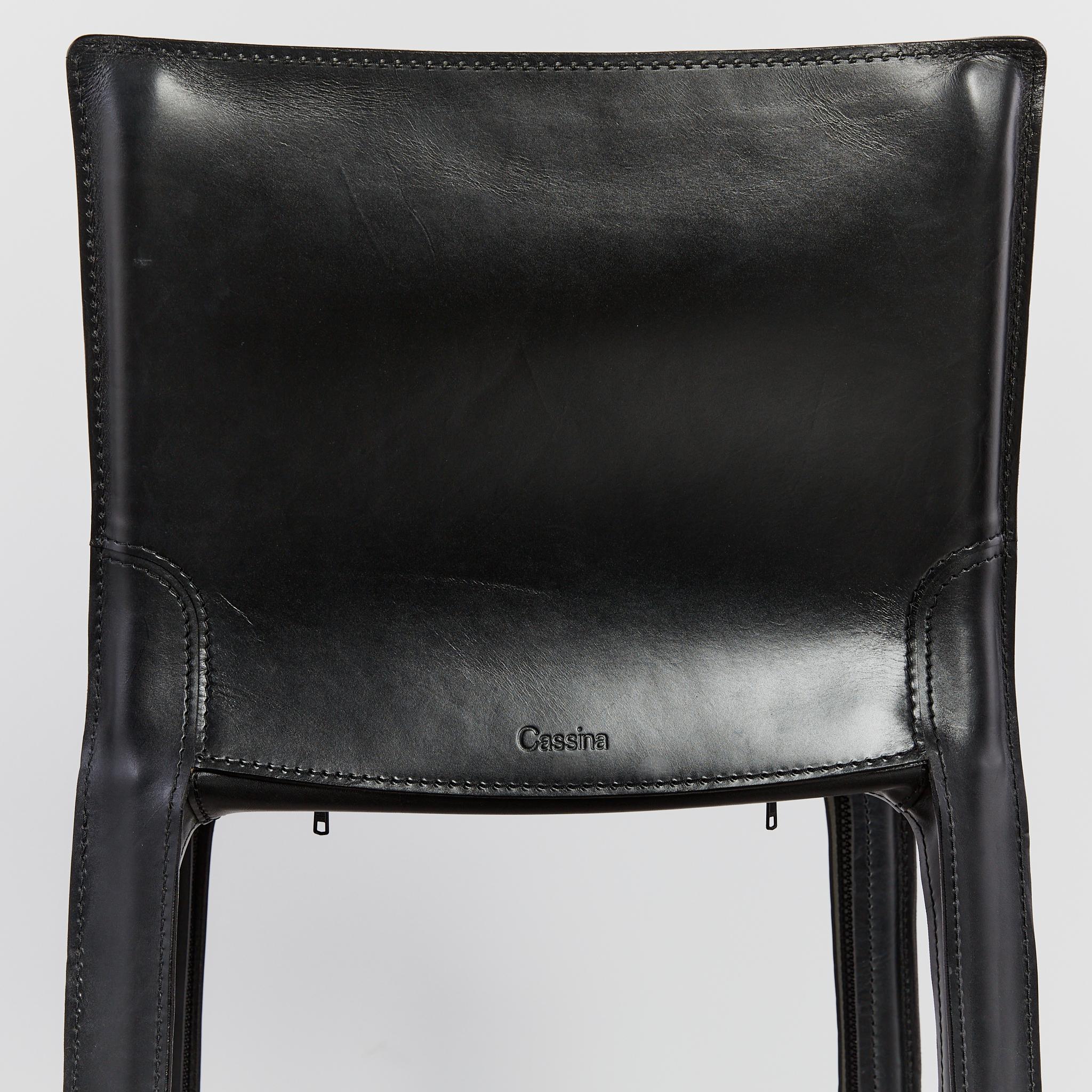 Pair of Mario Bellini CAB Stools for Cassina in Black Leather 9