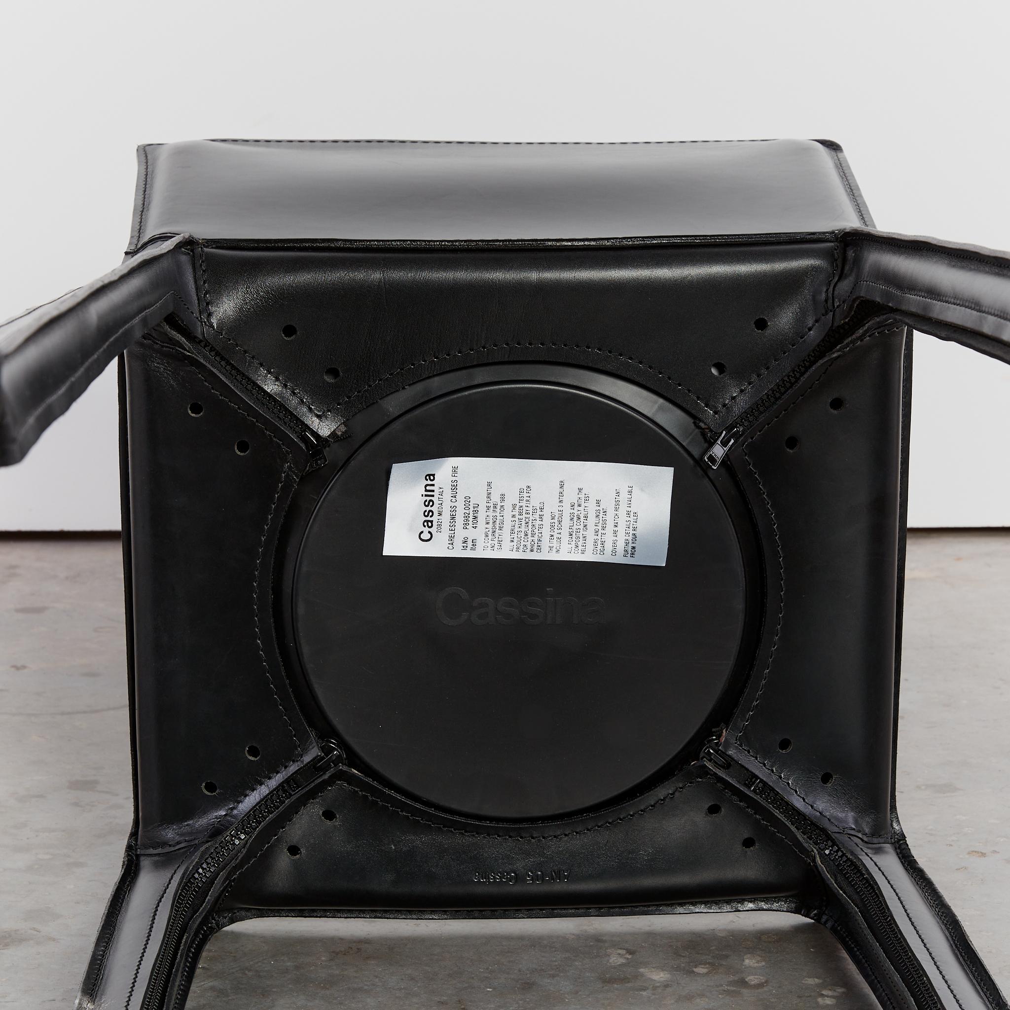 Pair of Mario Bellini CAB Stools for Cassina in Black Leather 10