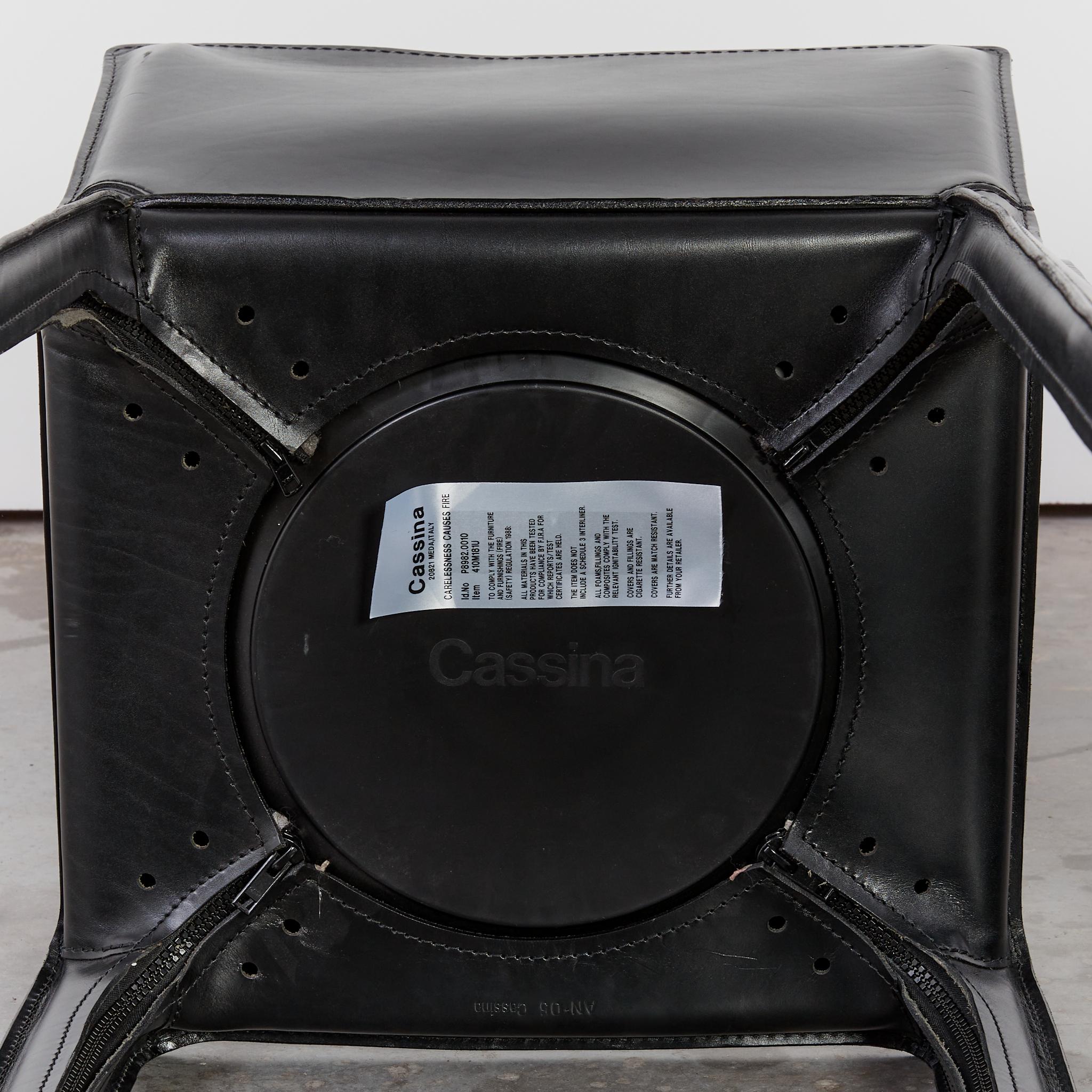 Pair of Mario Bellini CAB Stools for Cassina in Black Leather 11