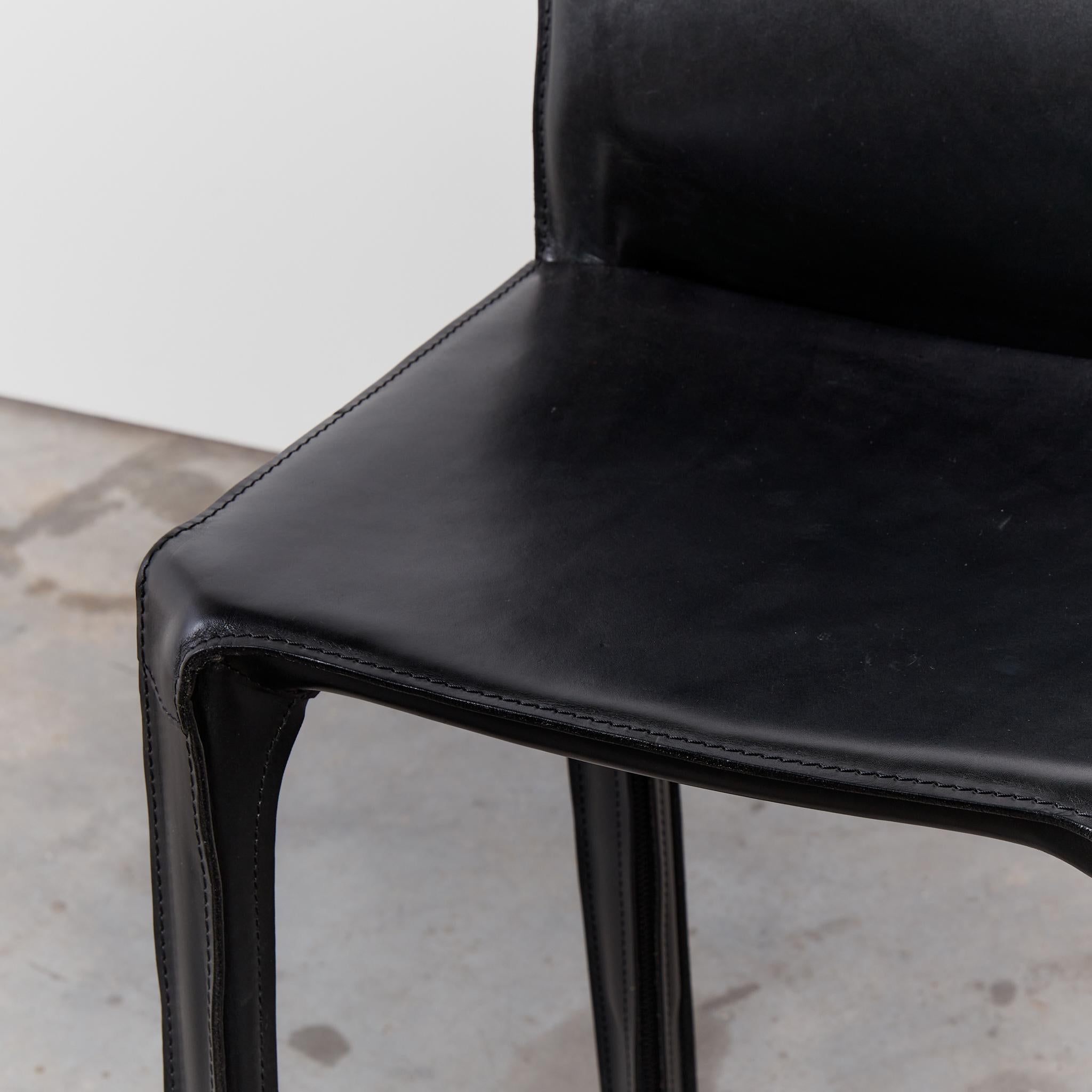 Pair of Mario Bellini CAB Stools for Cassina in Black Leather 1