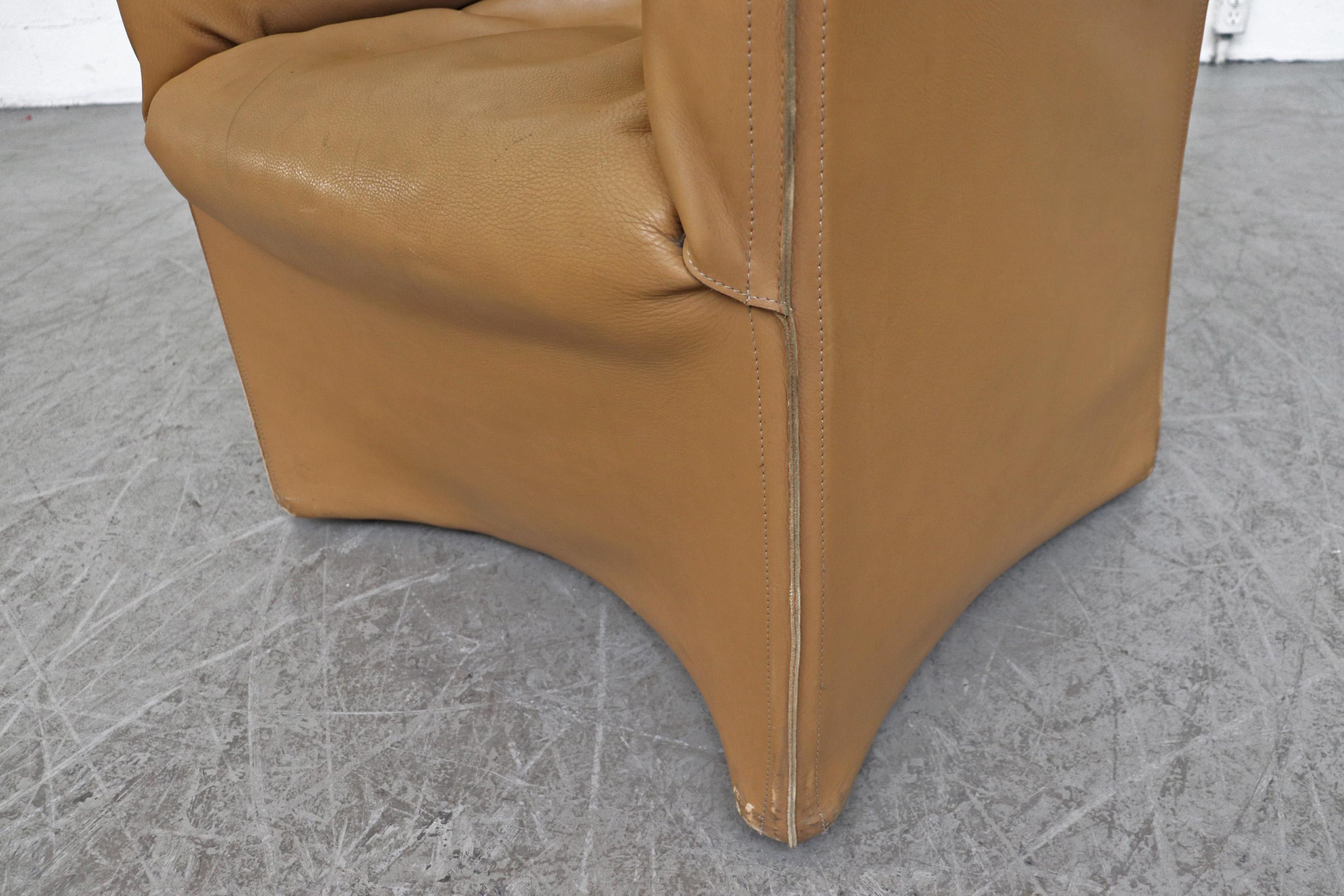 Pair of Mario Bellini Caramel Leather Armchairs 6
