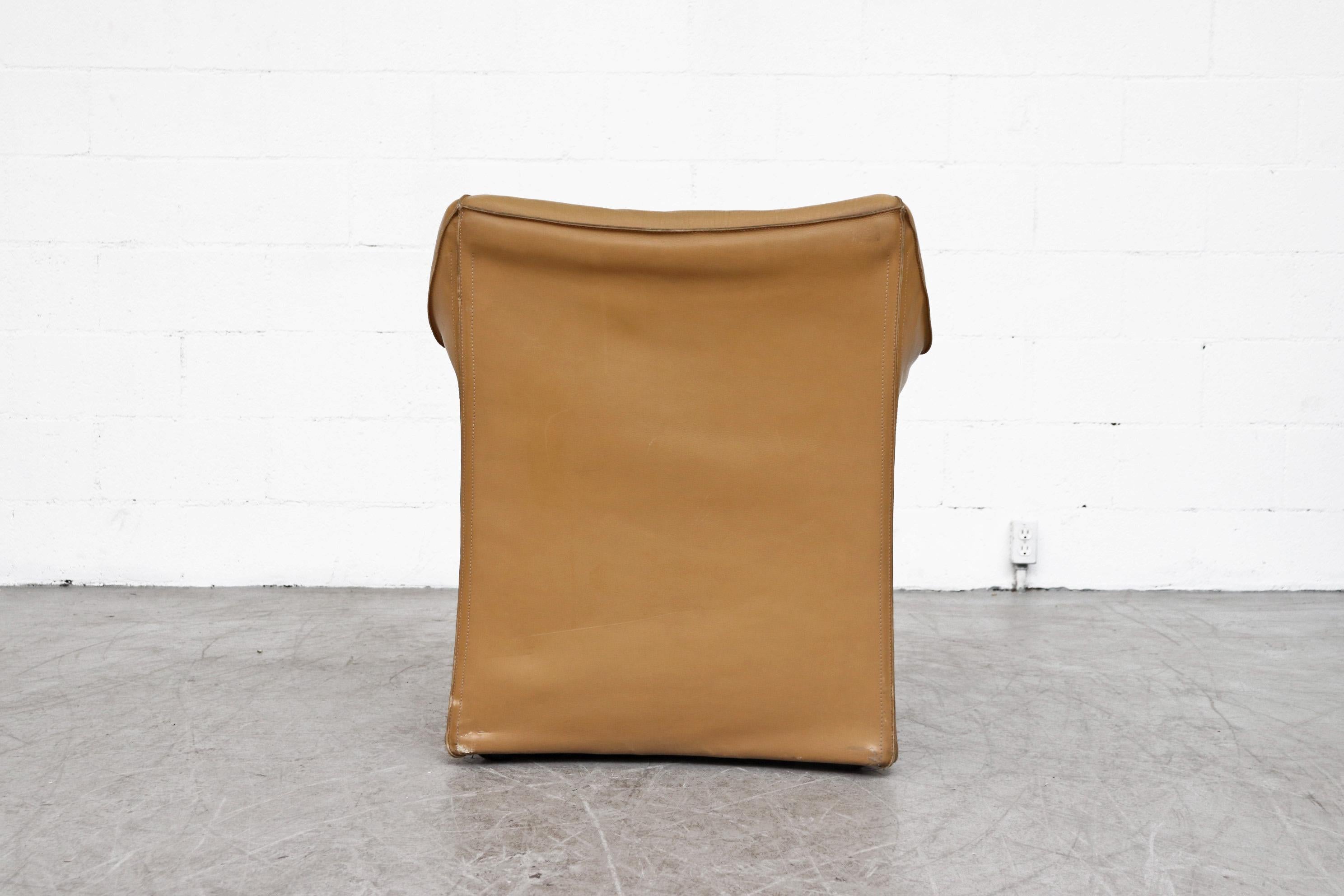 Pair of Mario Bellini Caramel Leather Armchairs 1